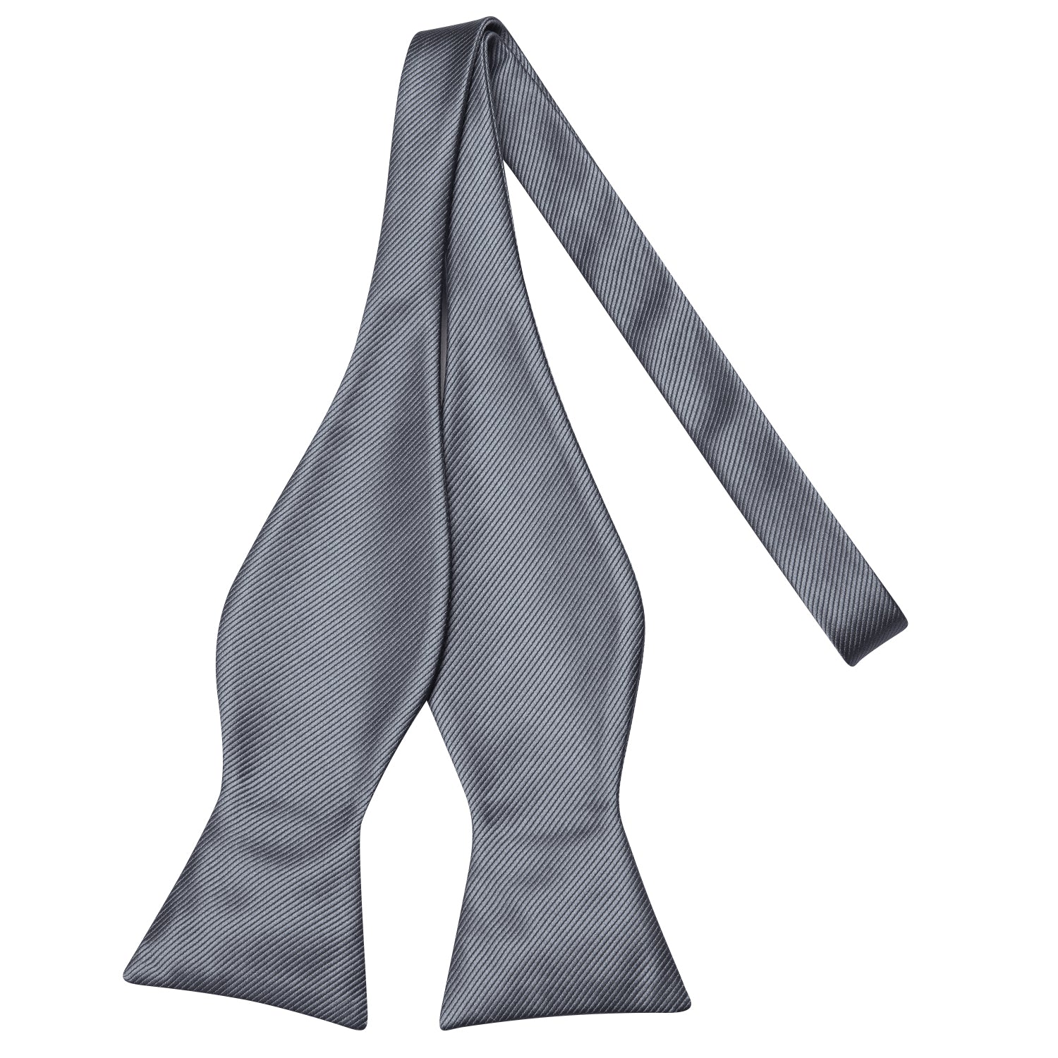 Grey Striped Silk Self-tied Bow Tie Pocket Square Cufflinks Set