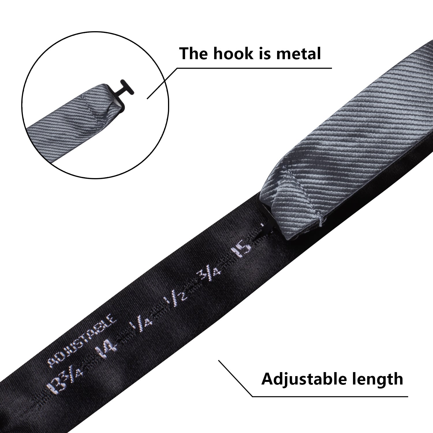 Grey Striped Silk Self-tied Bow Tie Pocket Square Cufflinks Set