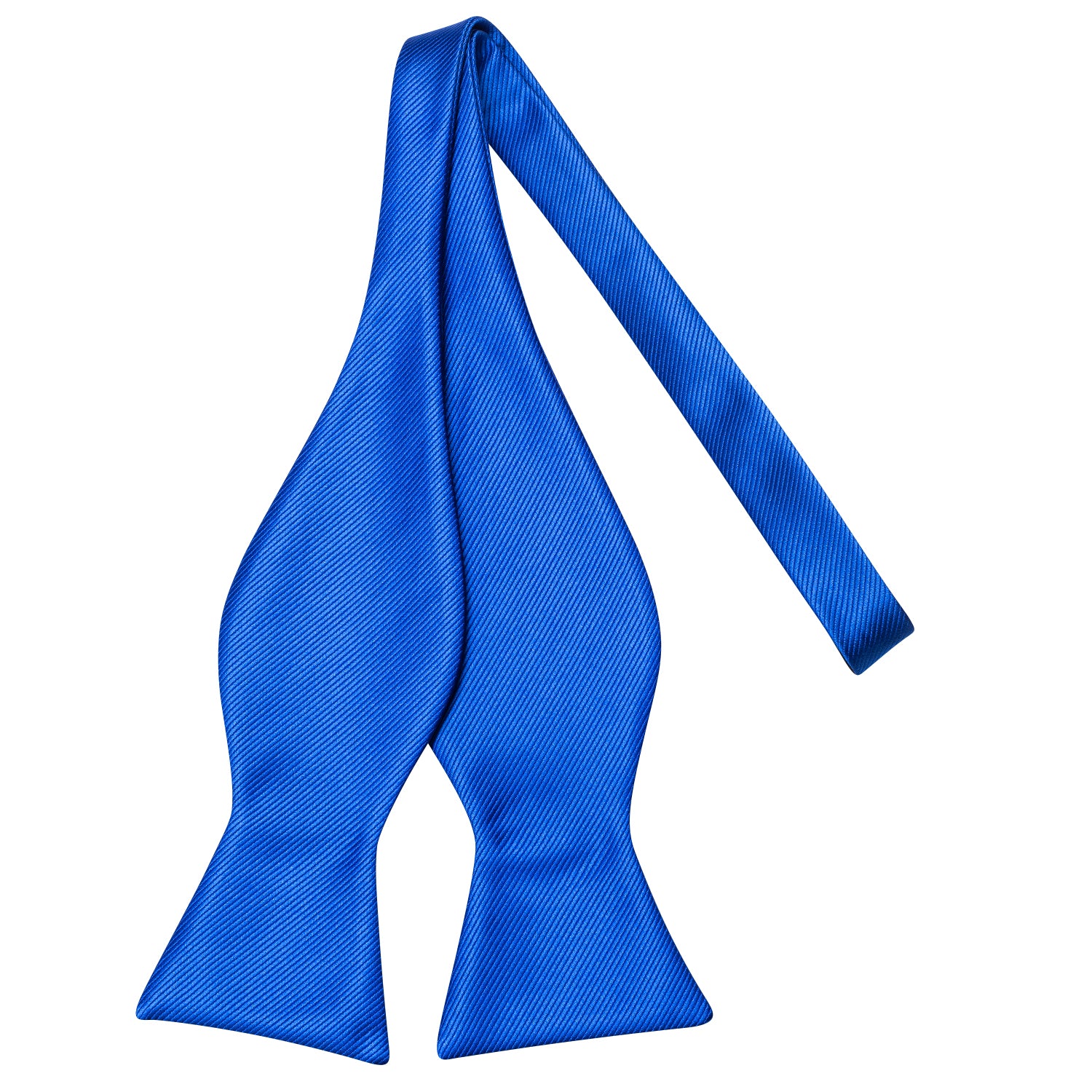 Royal Blue Striped Silk Self-tied Bow Tie Pocket Square Cufflinks Set