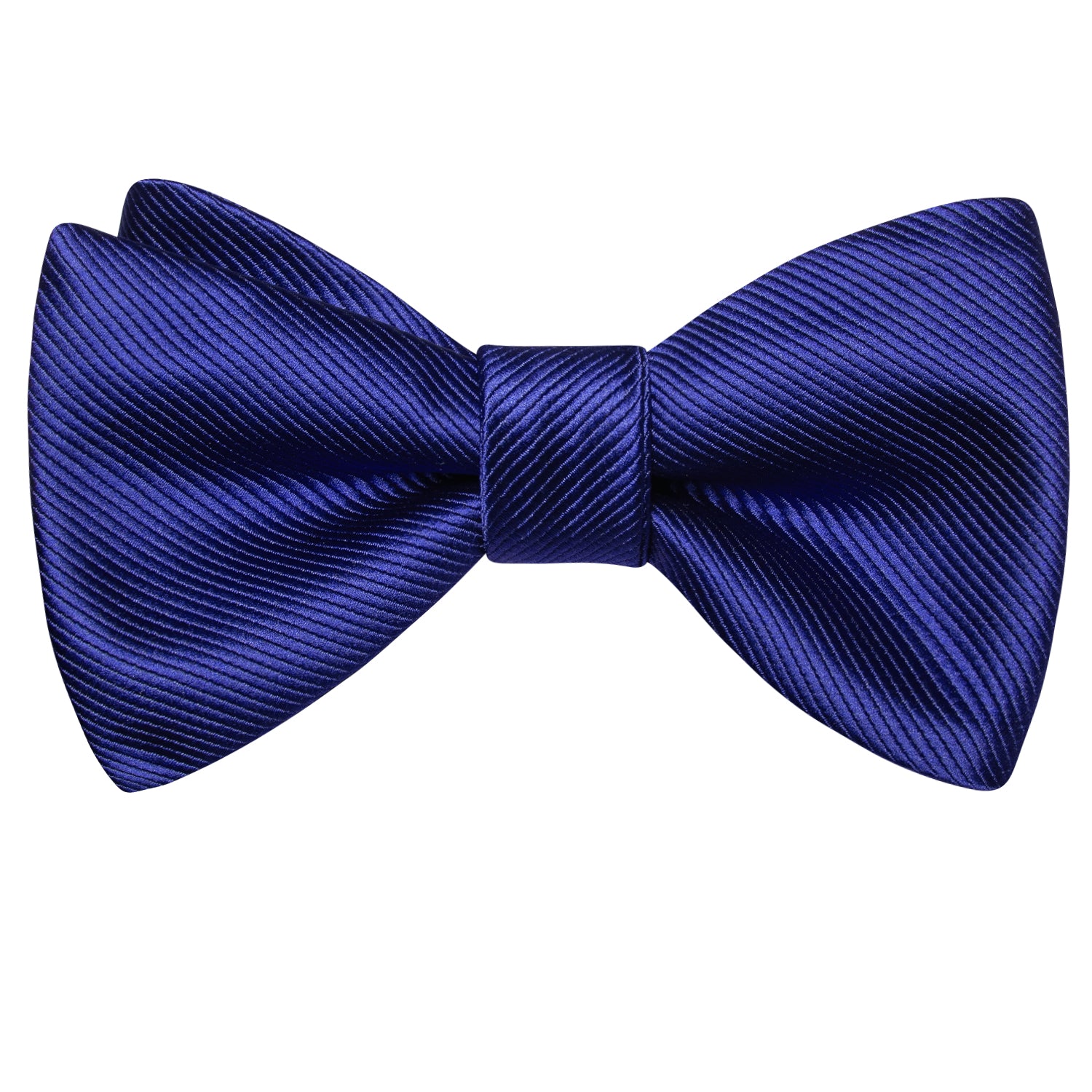 Dark Blue Striped Silk Self-tied Bow Tie Pocket Square Cufflinks Set