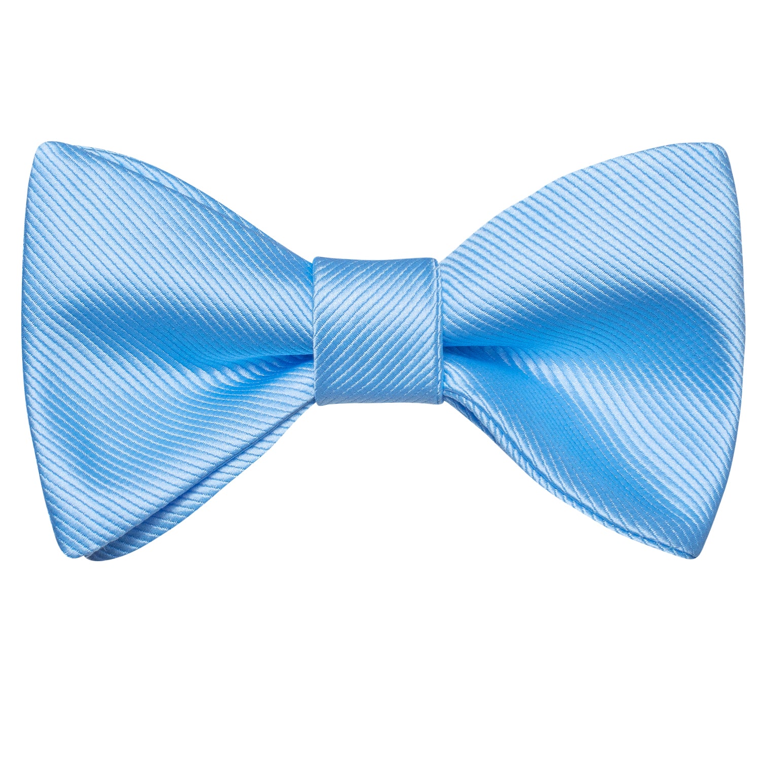 Light Blue Striped Silk Self-tied Bow Tie Pocket Square Cufflinks Set