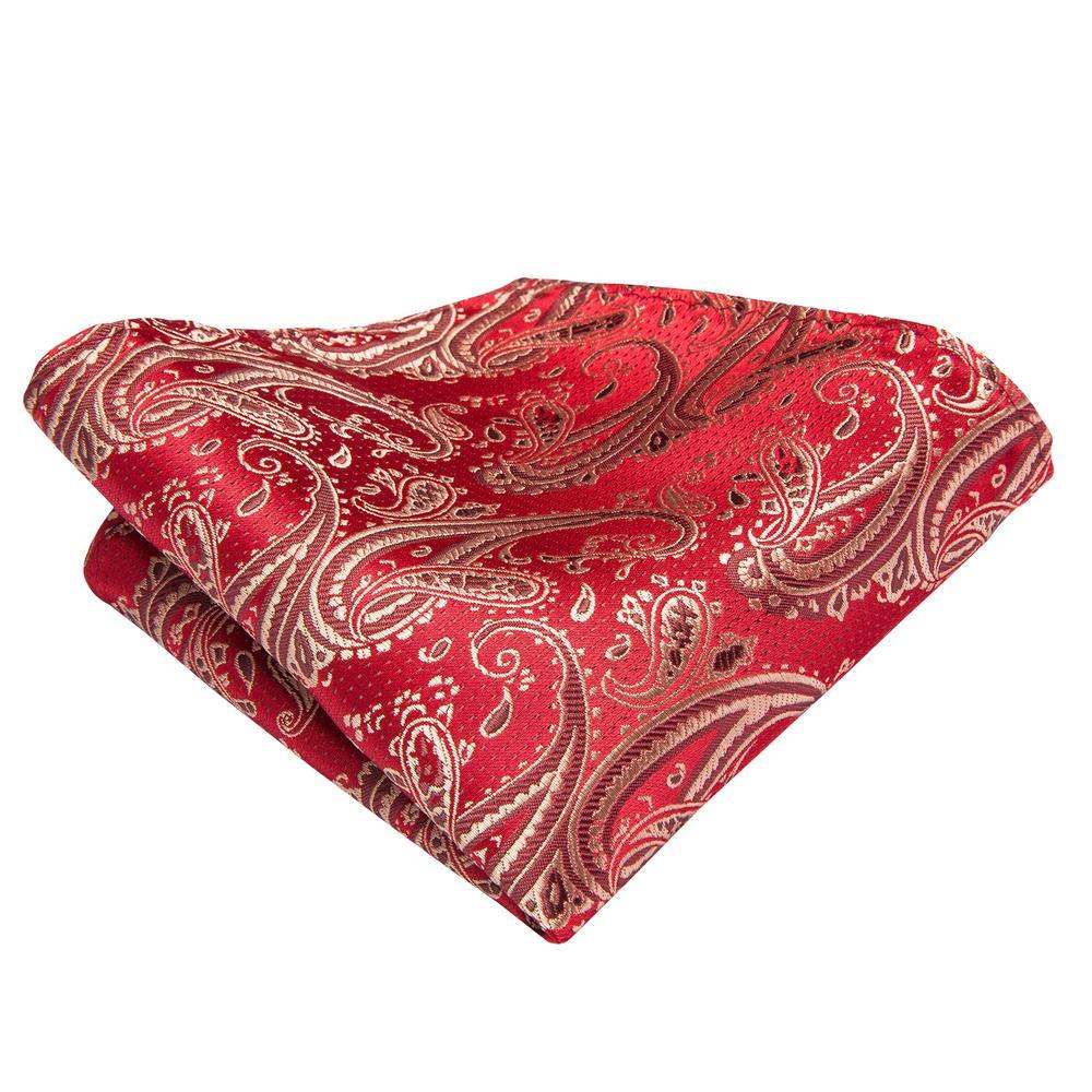 Red Golden Paisley Pocket Square