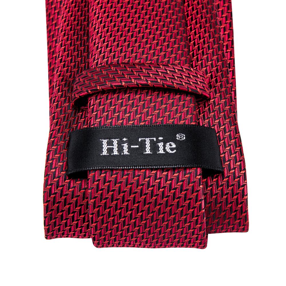 Pop Red Houndstooth Tie Pocket Square Cufflinks Set Gift Box Set