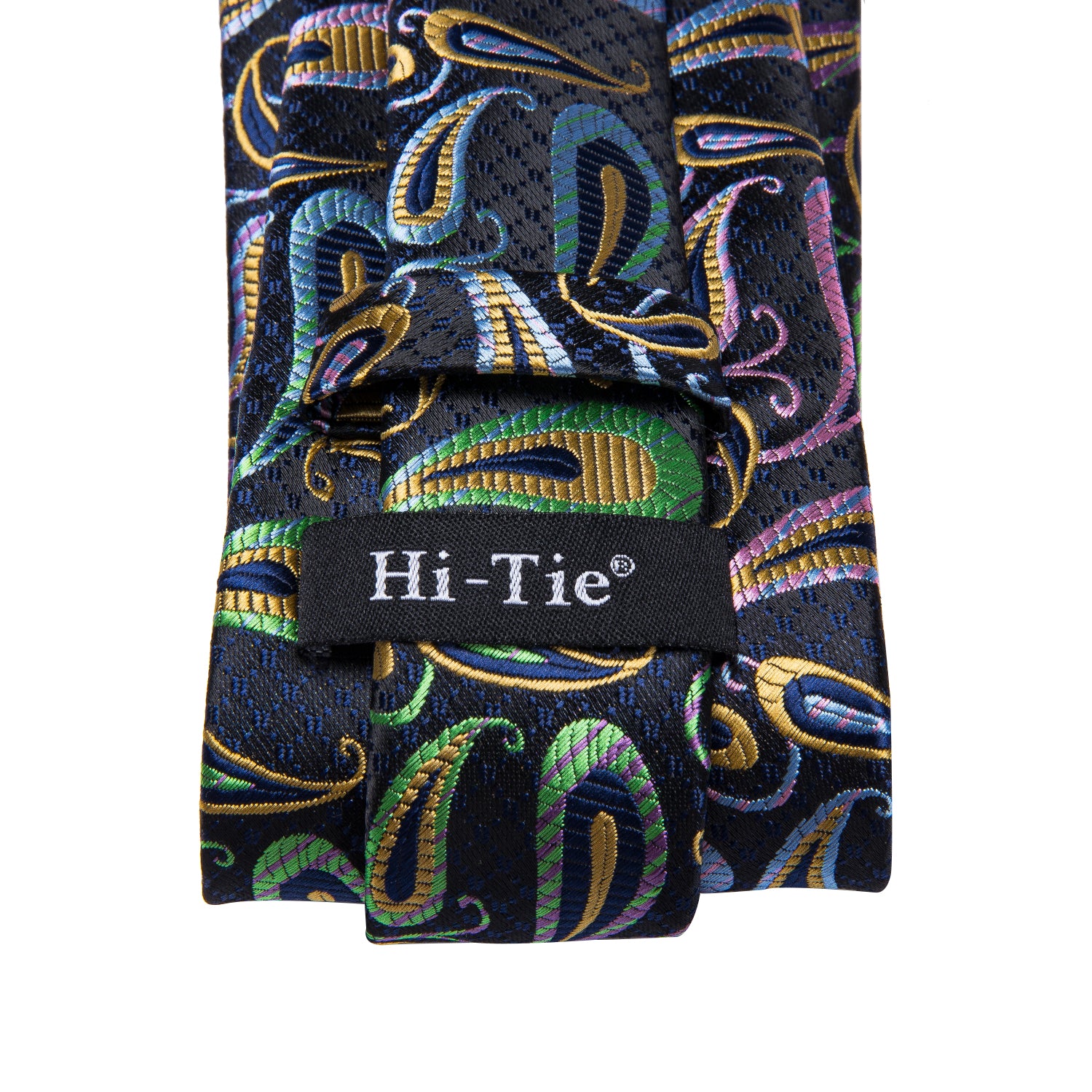 Colorful Black Paisley Tie Pocket Square Cufflinks Set