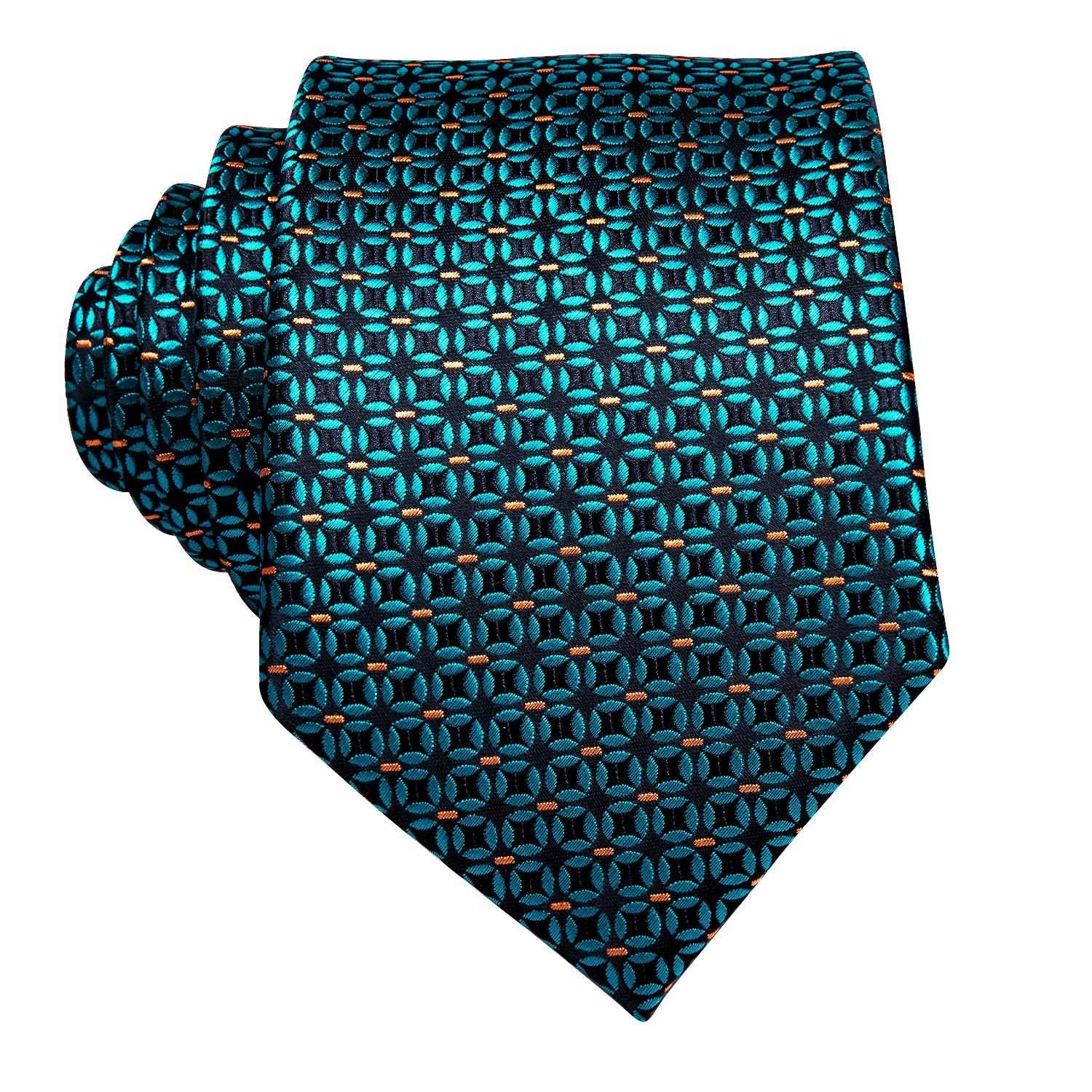 Turquoise Polka Dot Tie Pocket Square Cufflinks Set