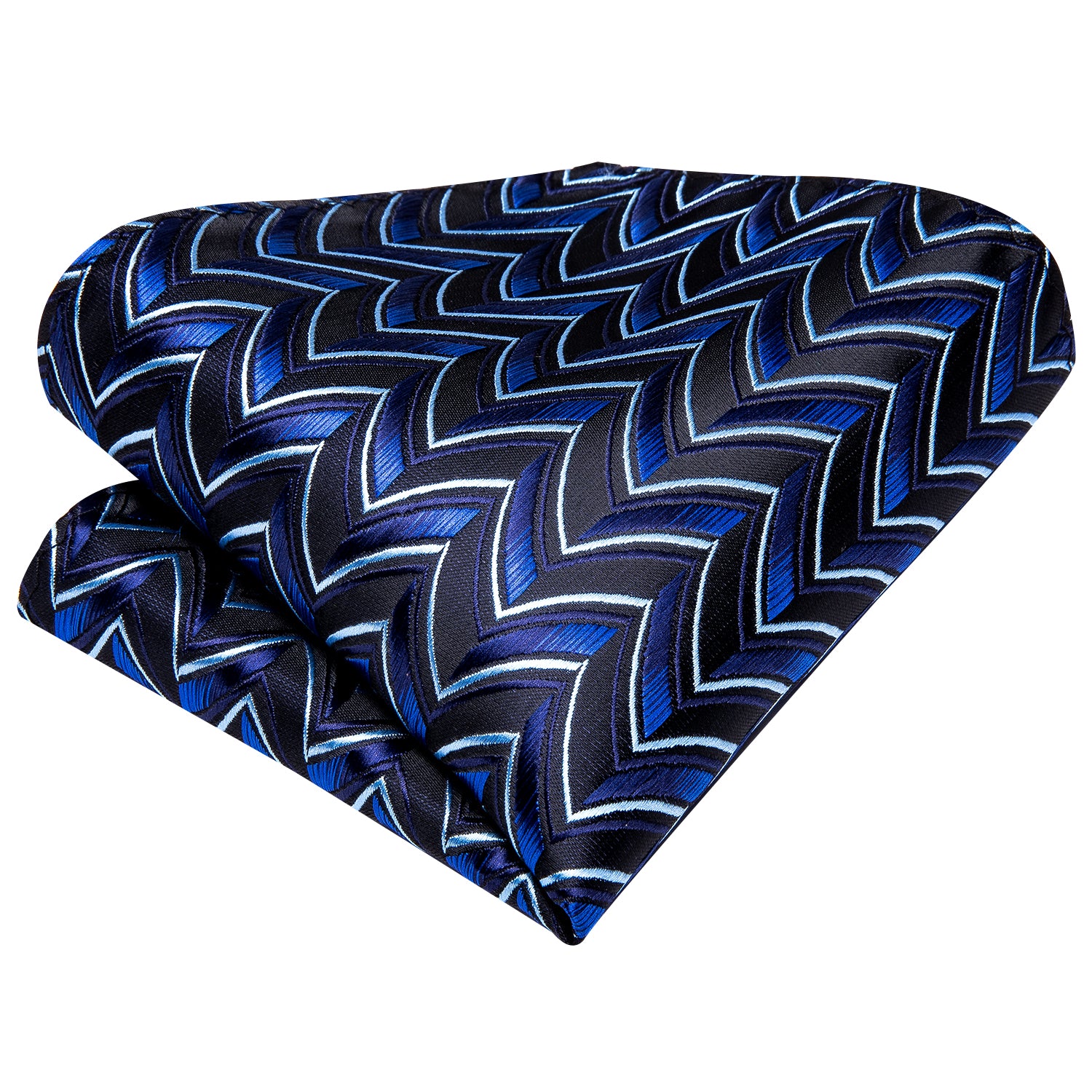 Blue Striped Novelty Tie Pocket Square Cufflinks Set