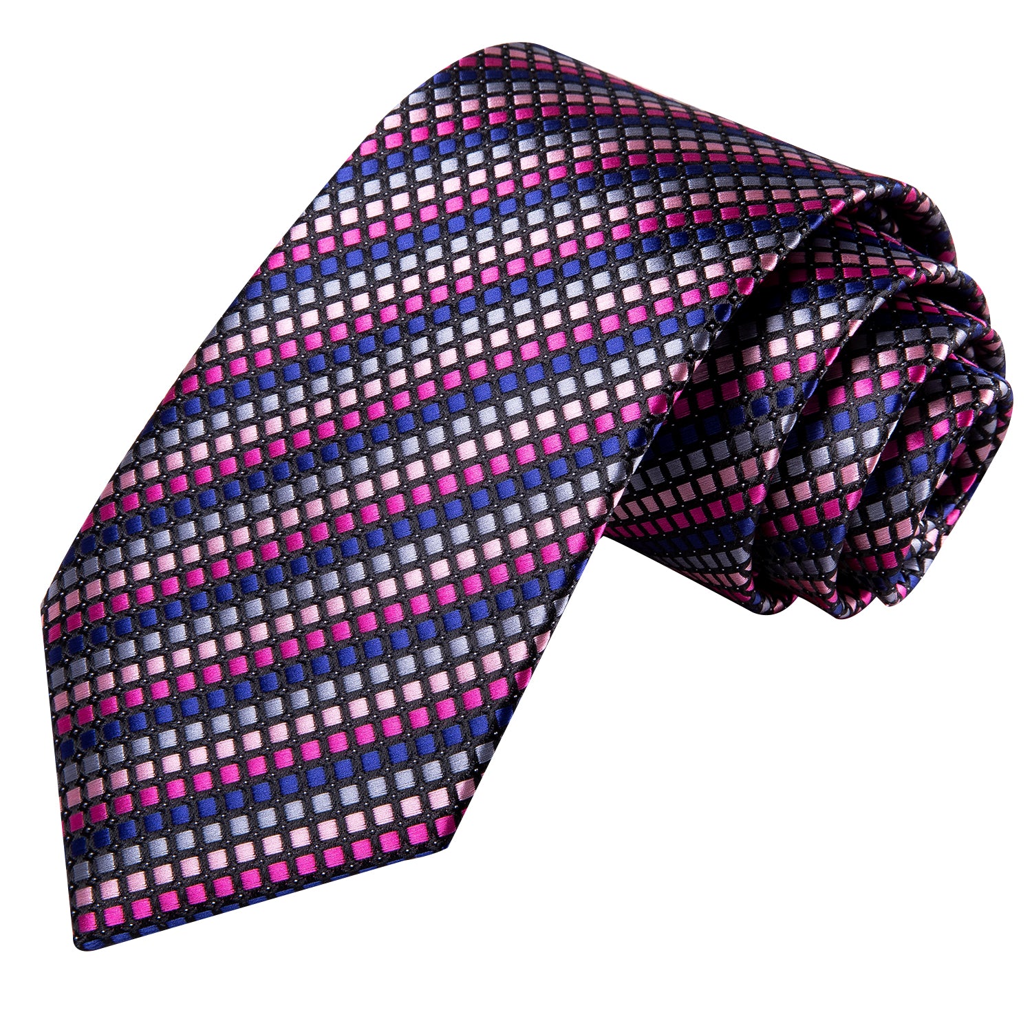 Pink Blue Striped Novelty Tie Pocket Square Cufflinks Set