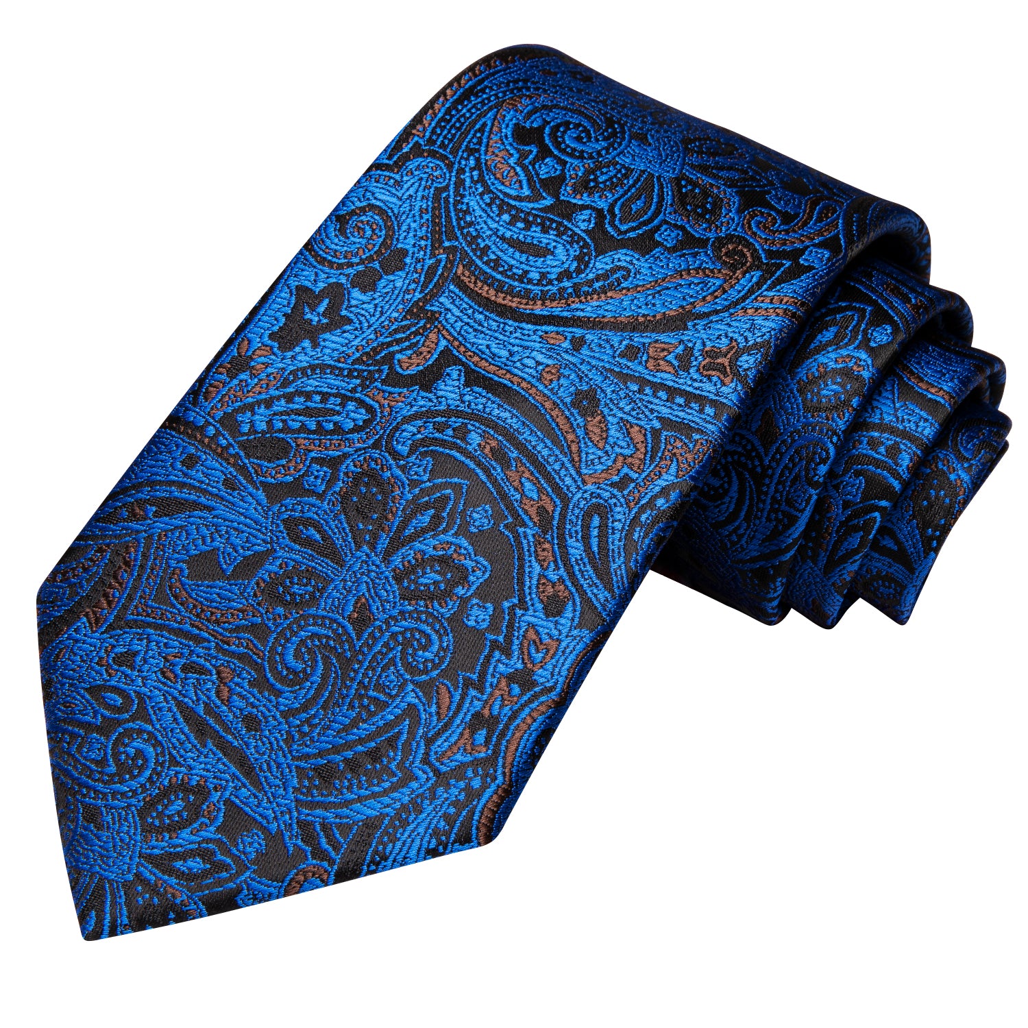 Blue Black Paisley Tie Pocket Square Cufflinks Set