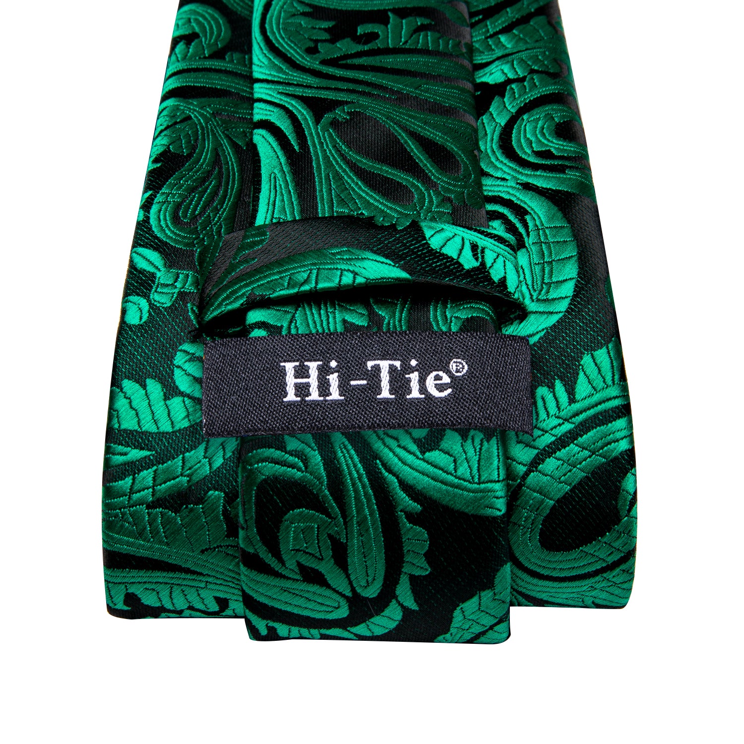 Green Black Paisley Tie Pocket Square Cufflinks Set