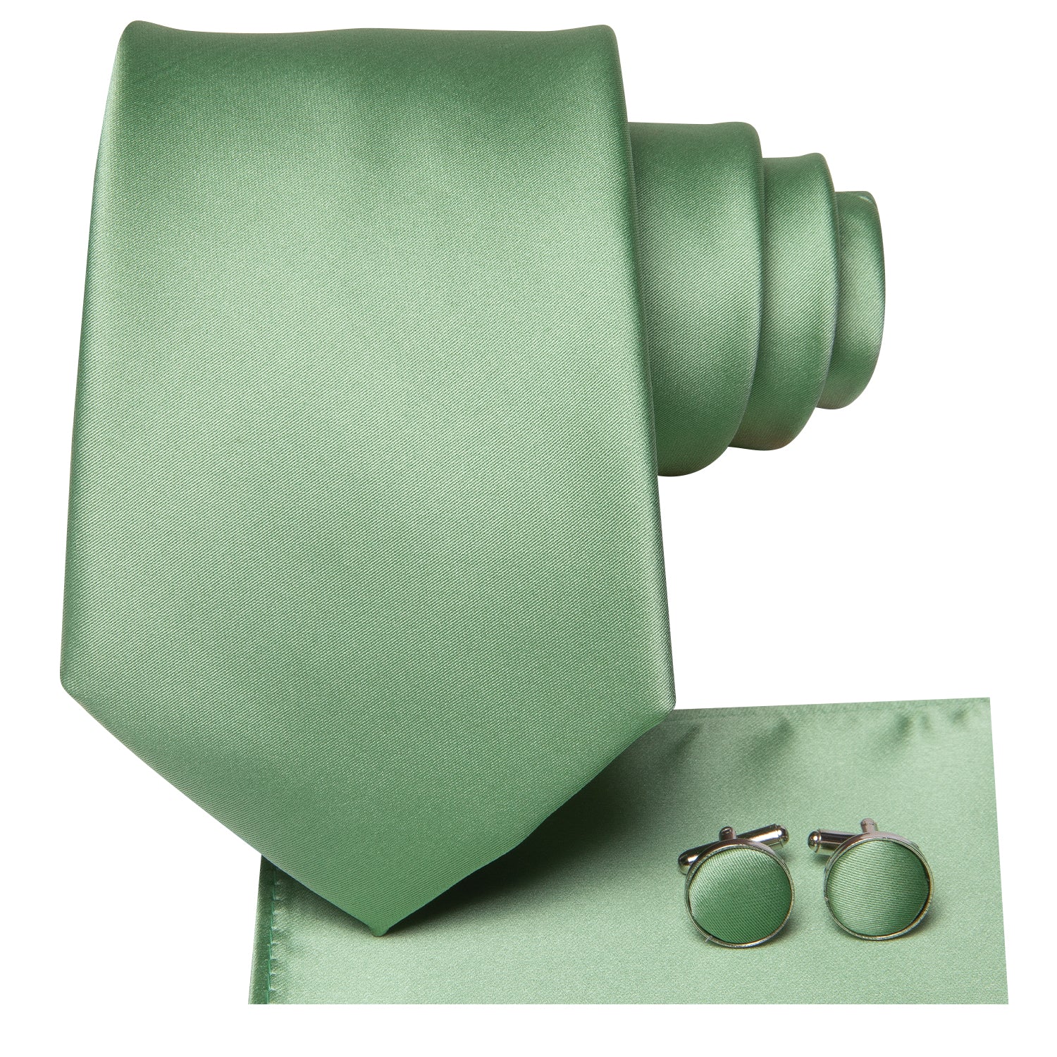 Cyan Solid 70 Inches Extra Long Tie Pocket Square Cufflinks Set