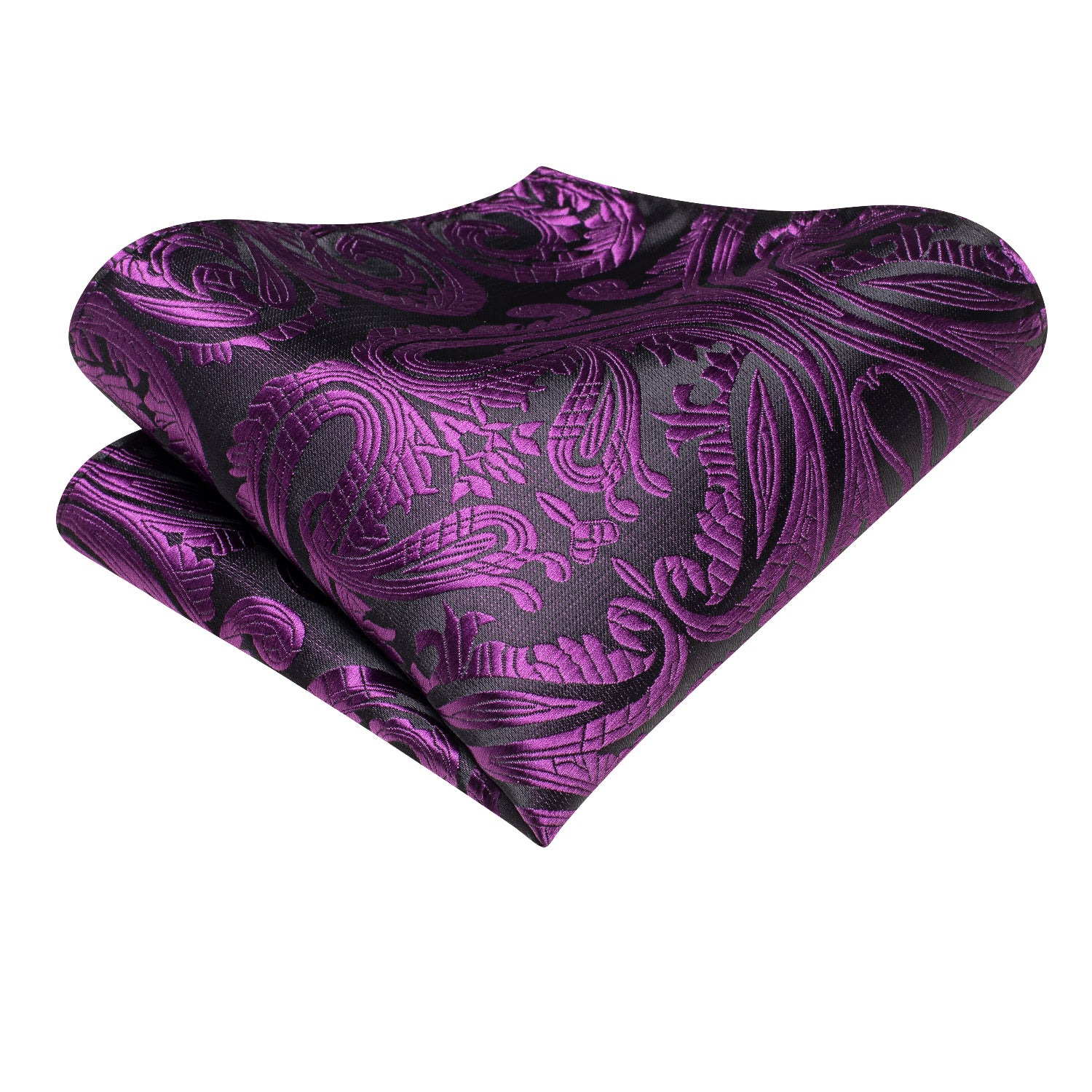 Purple Black Paisley Tie Pocket Square Cufflinks Set