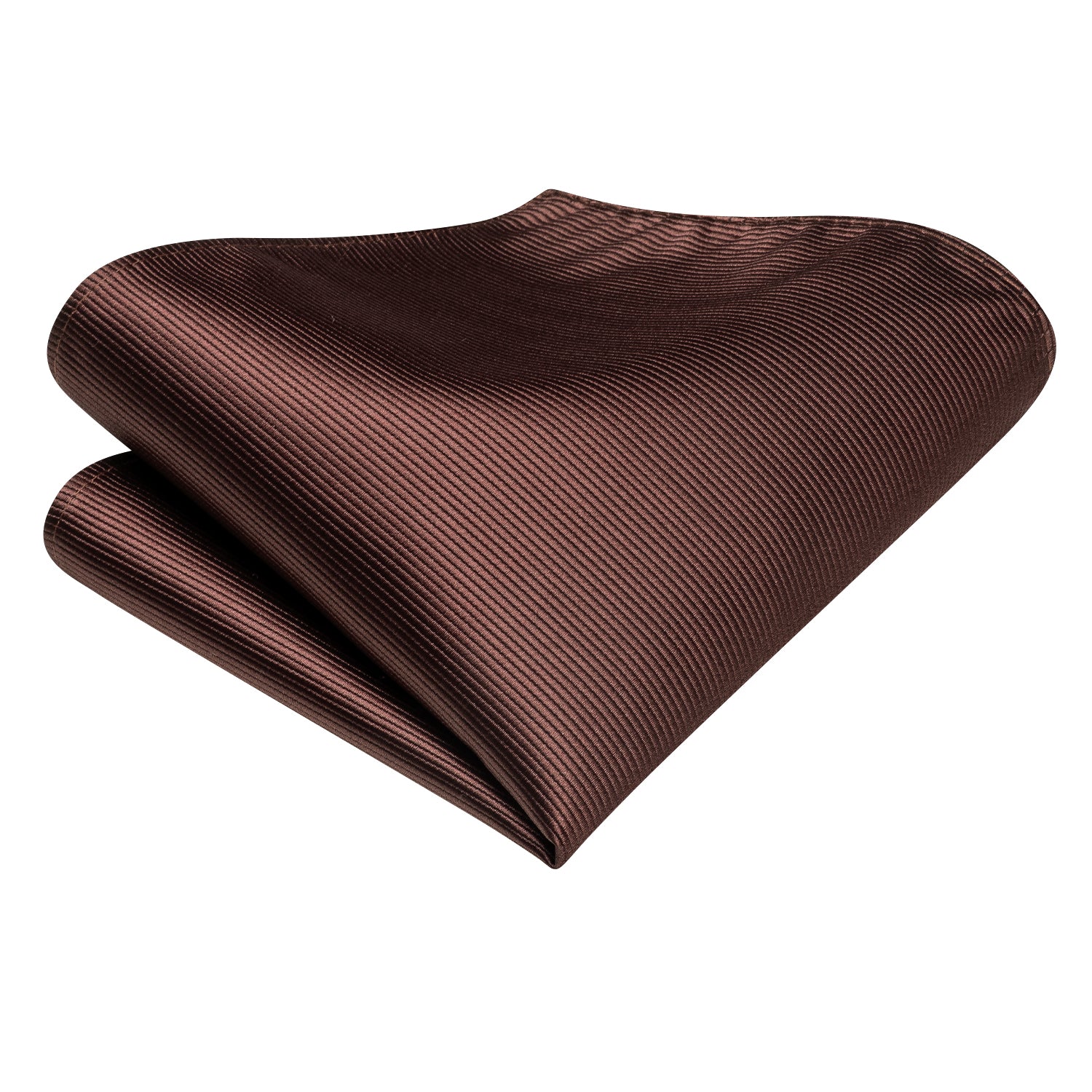Brown Solid Tie Pocket Square Cufflinks Set