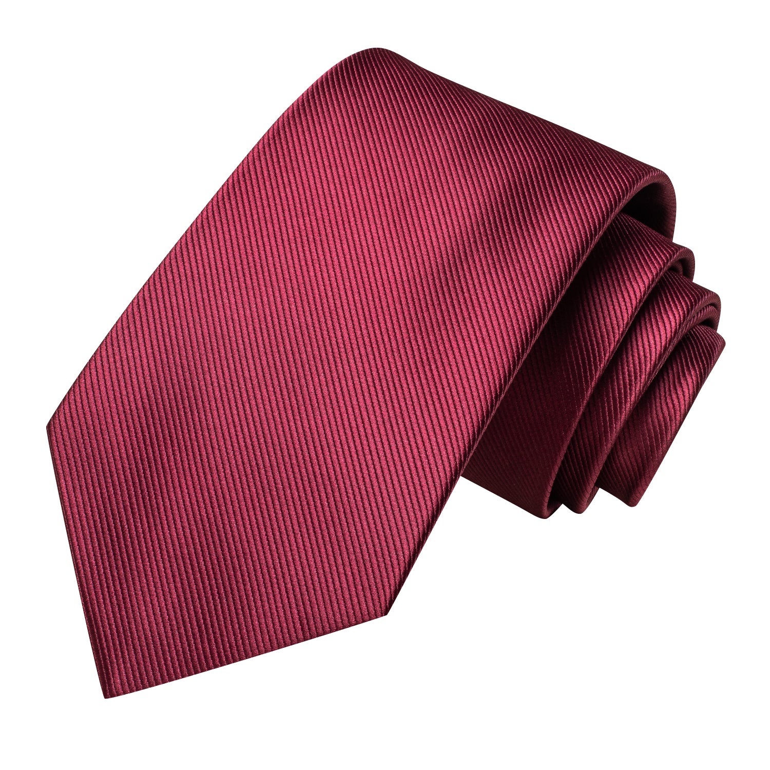 Burgundy Red Solid Tie Pocket Square Cufflinks Set
