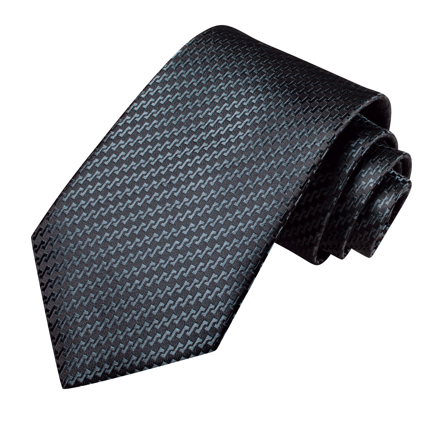 Grey Black Irregular Strip Silk Tie Pocket Square Cufflinks Set