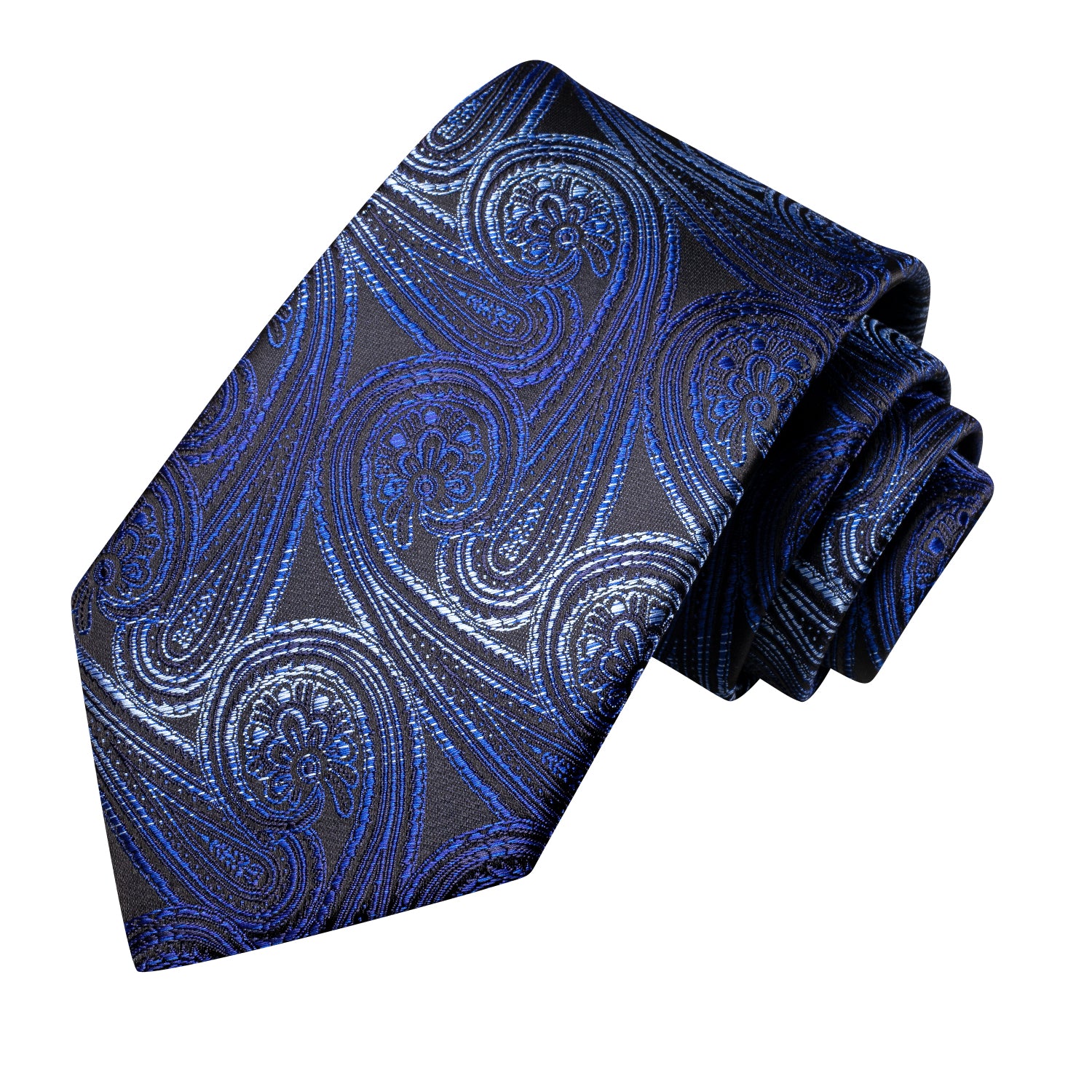 New Blue Novelty Floral Silk Tie Pocket Square Cufflinks Set