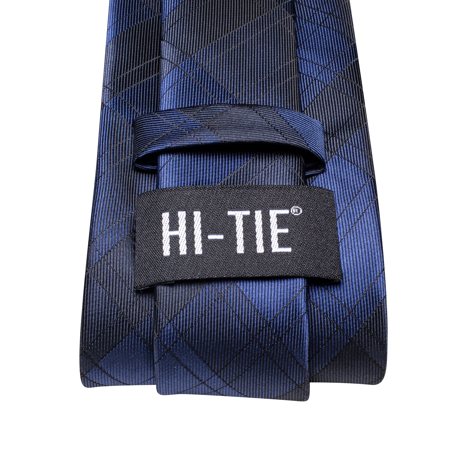 Blue Black Plaid Silk Tie Pocket Square Cufflinks Set