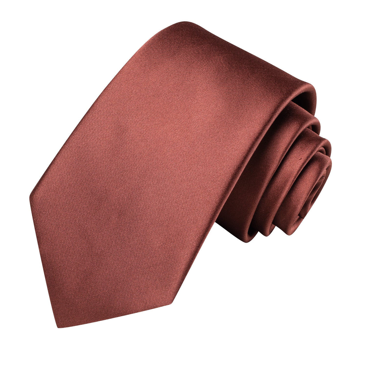  Copper Rose Red Necktie Mens Solid Silk Tie Hanky Cufflinks Set