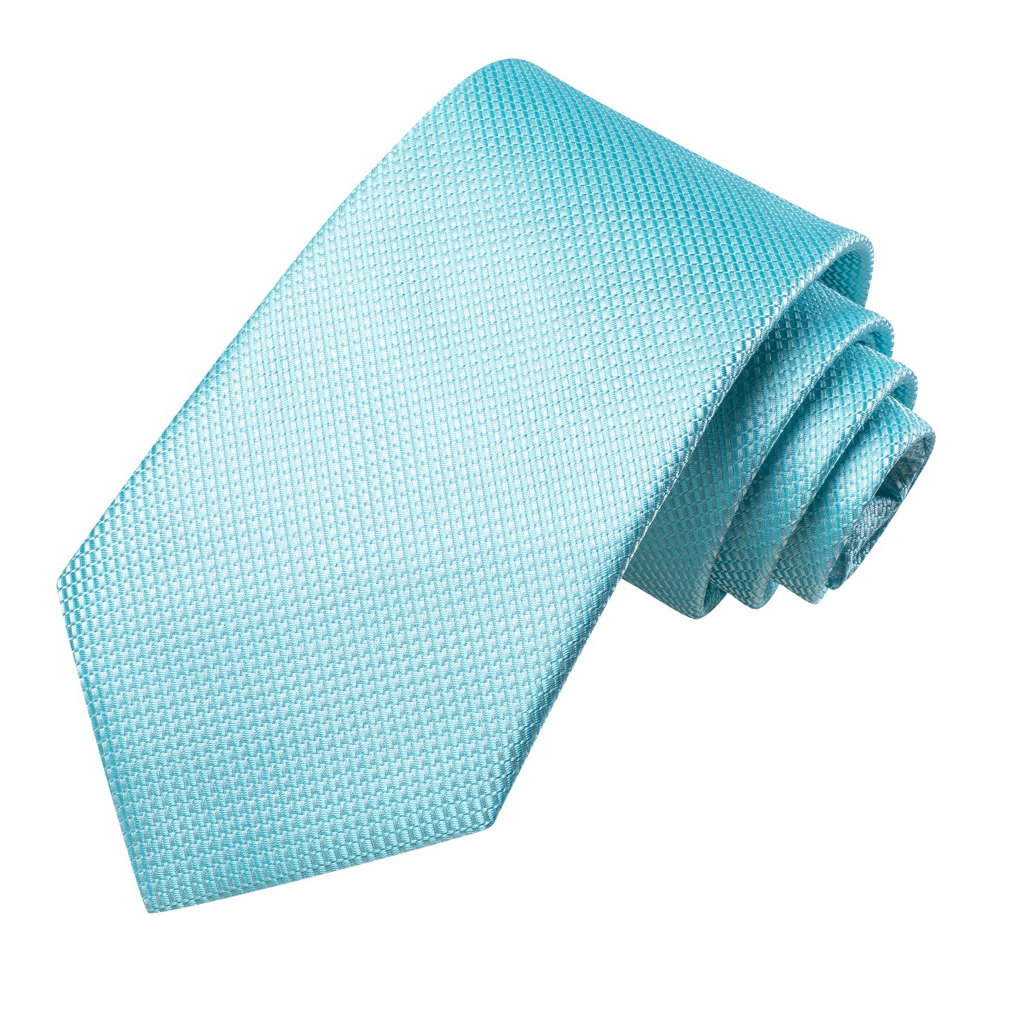 New Baby Blue Solid Silk Tie Pocket Square Cufflinks Set