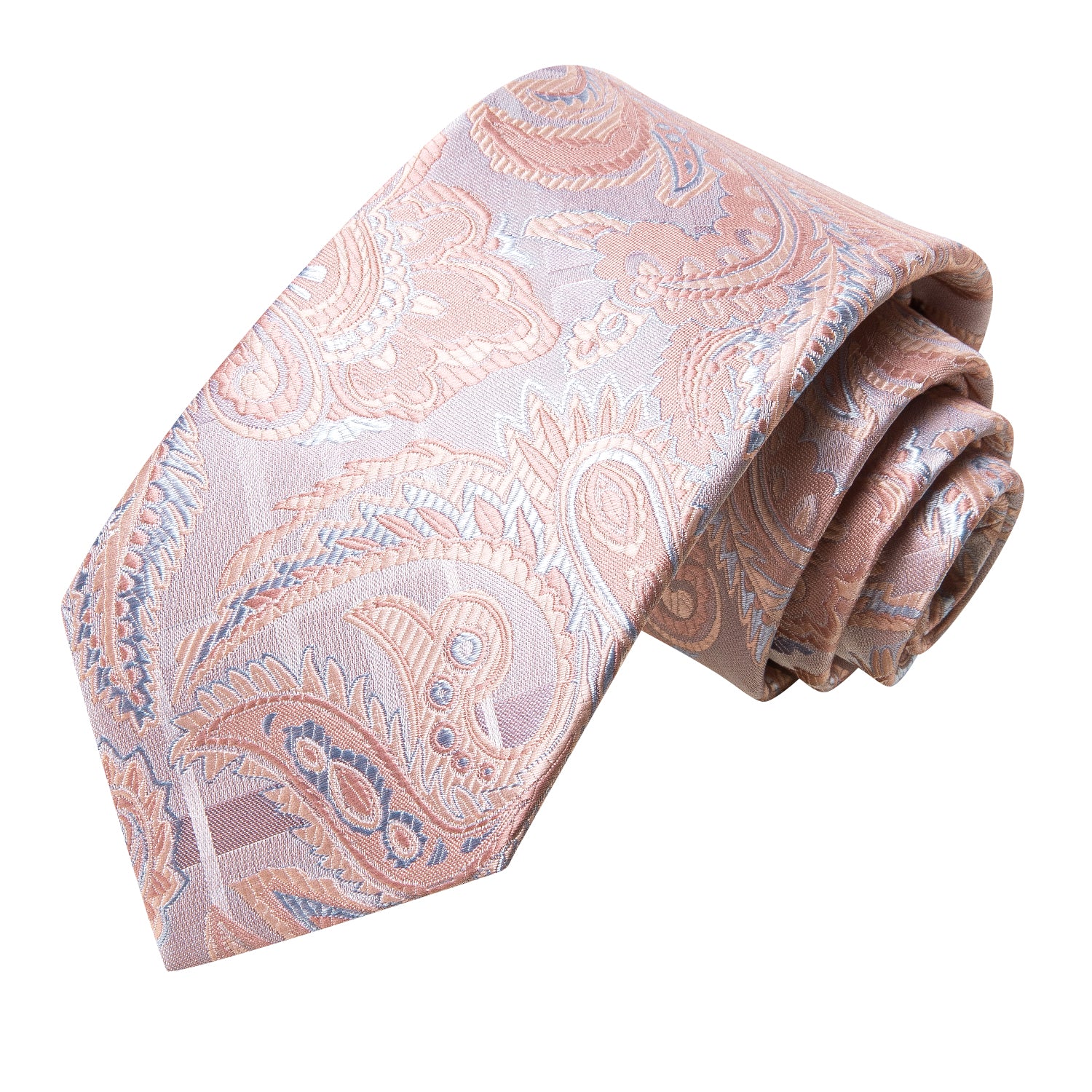 Pink Sky Blue Paisley Silk Tie Pocket Square Cufflinks Set