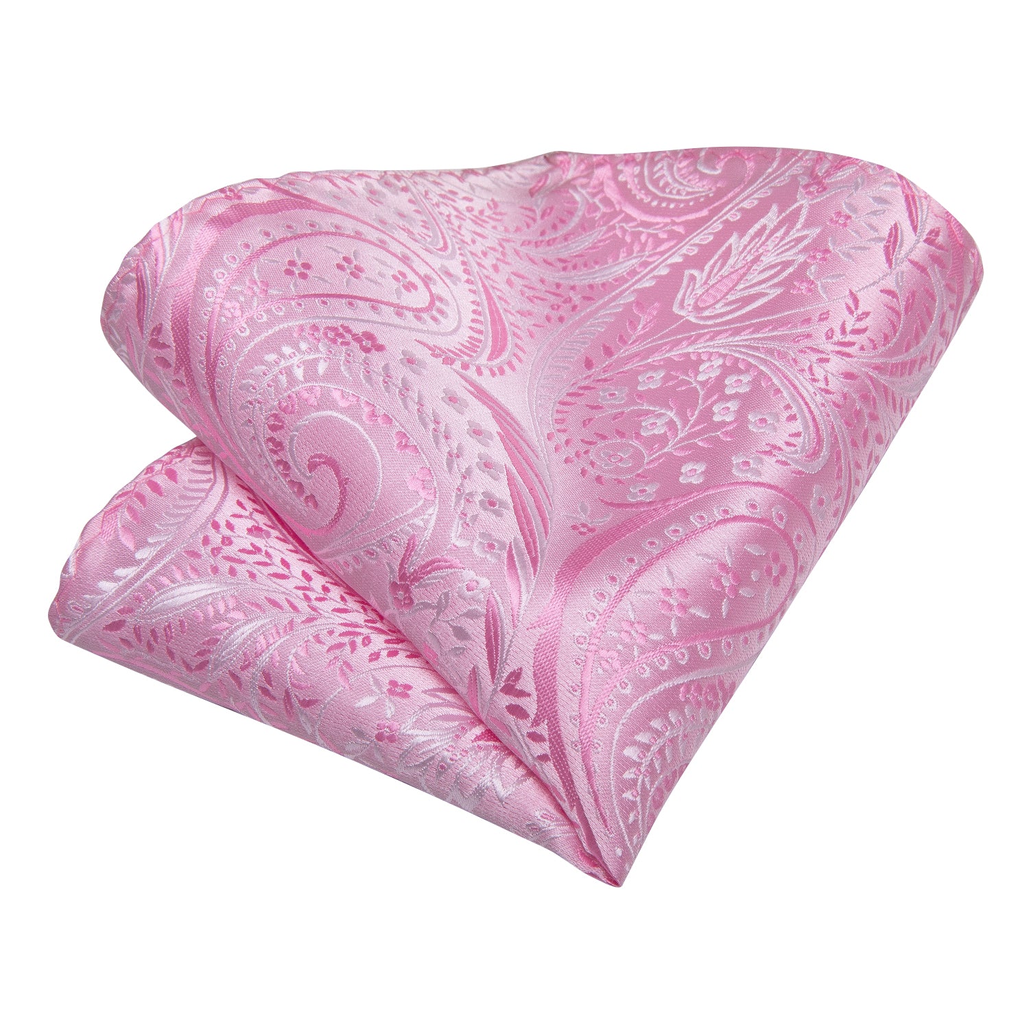 Beautiful Pink Floral Tie Pocket Square Cufflinks Set