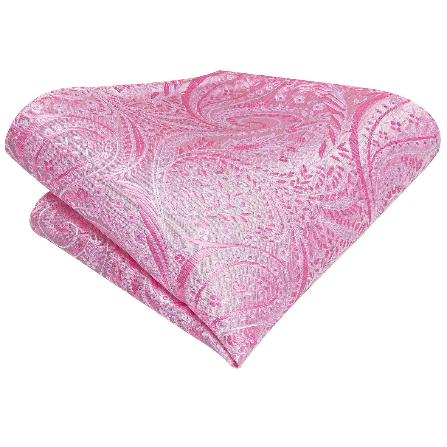Pink Paisley Silk Ascot Tie Pocket Square Cufflinks Set