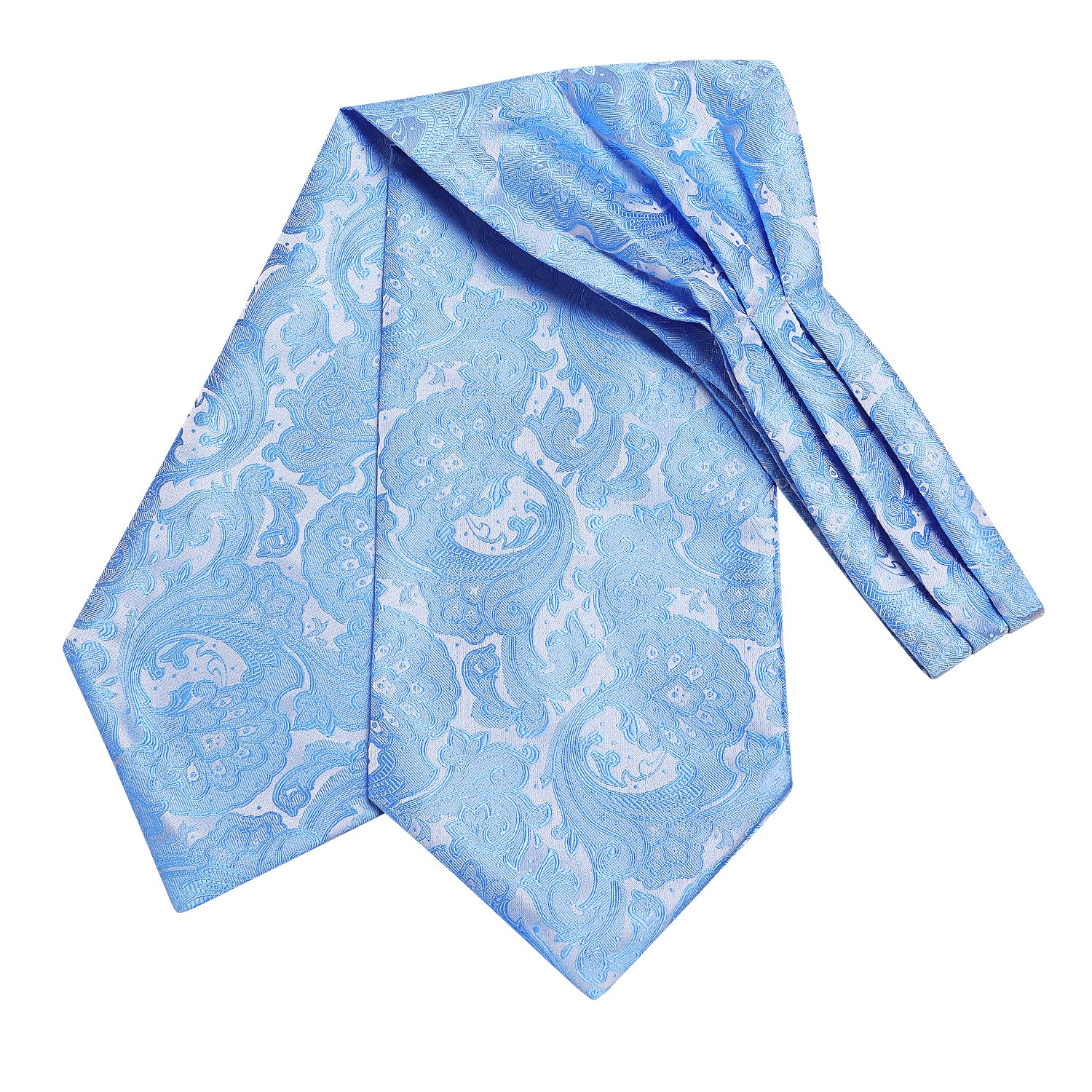 Sky Blue Floral Ascot Pocket Square Cufflinks Set