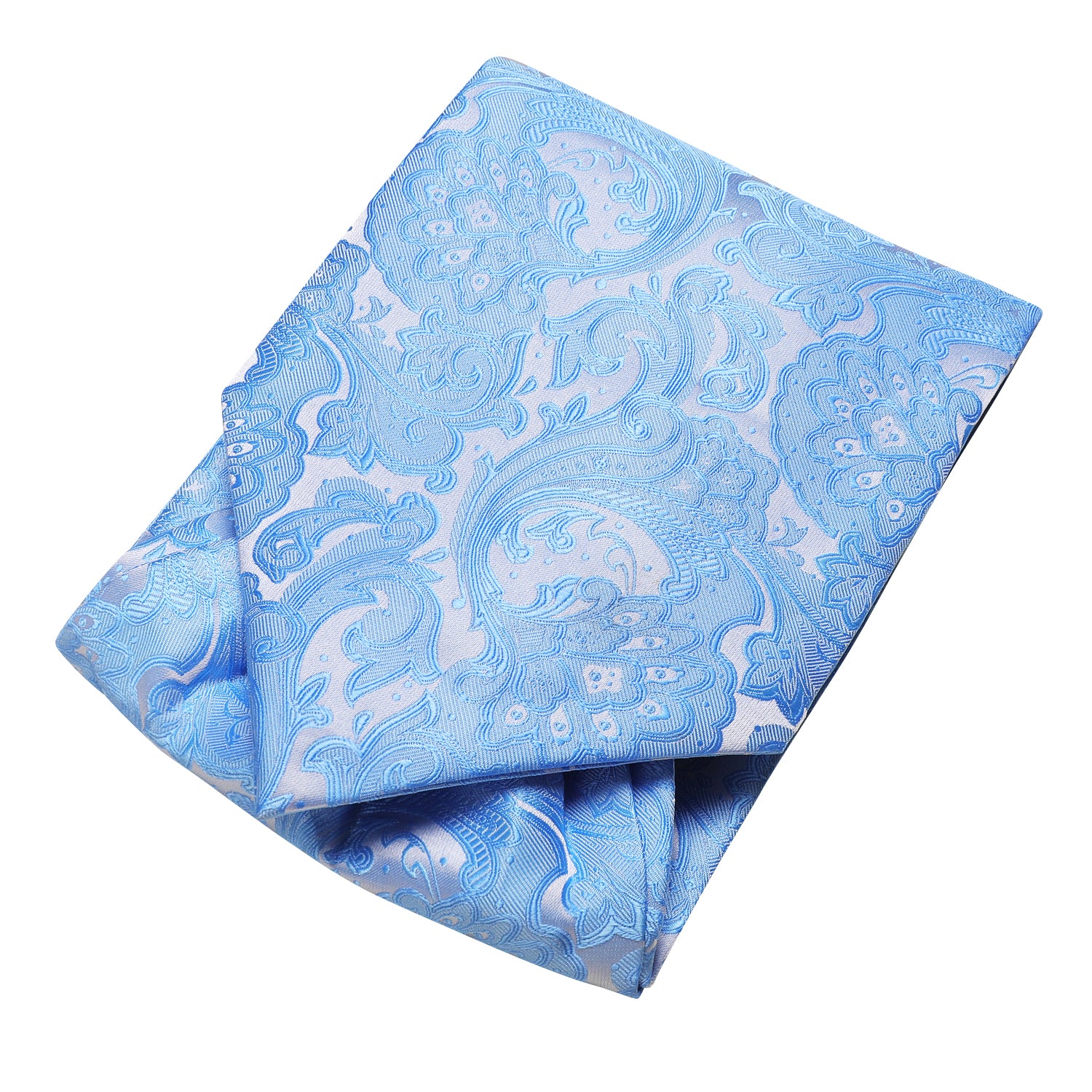 Sky Blue Floral Ascot Pocket Square Cufflinks Set
