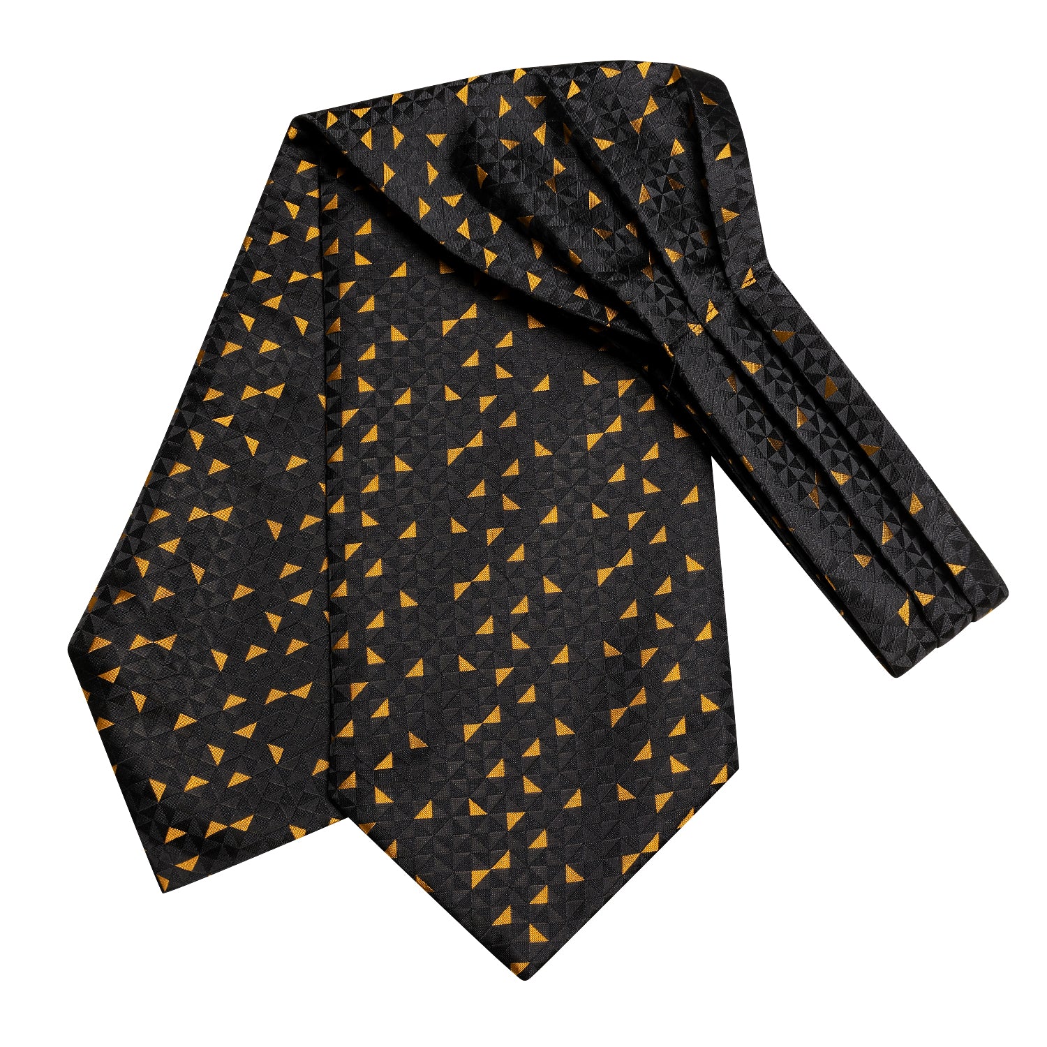 Black Golden Triangle Ascot Pocket Square Cufflinks Set
