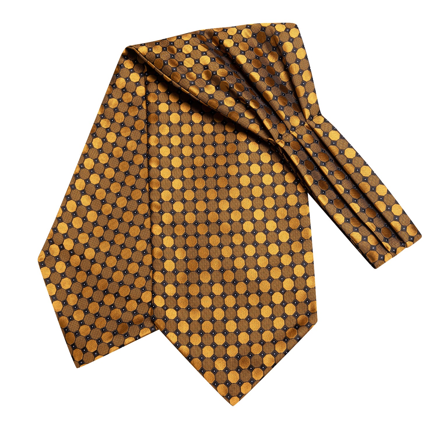 Golden Polka Dot Ascot Pocket Square Cufflinks Set