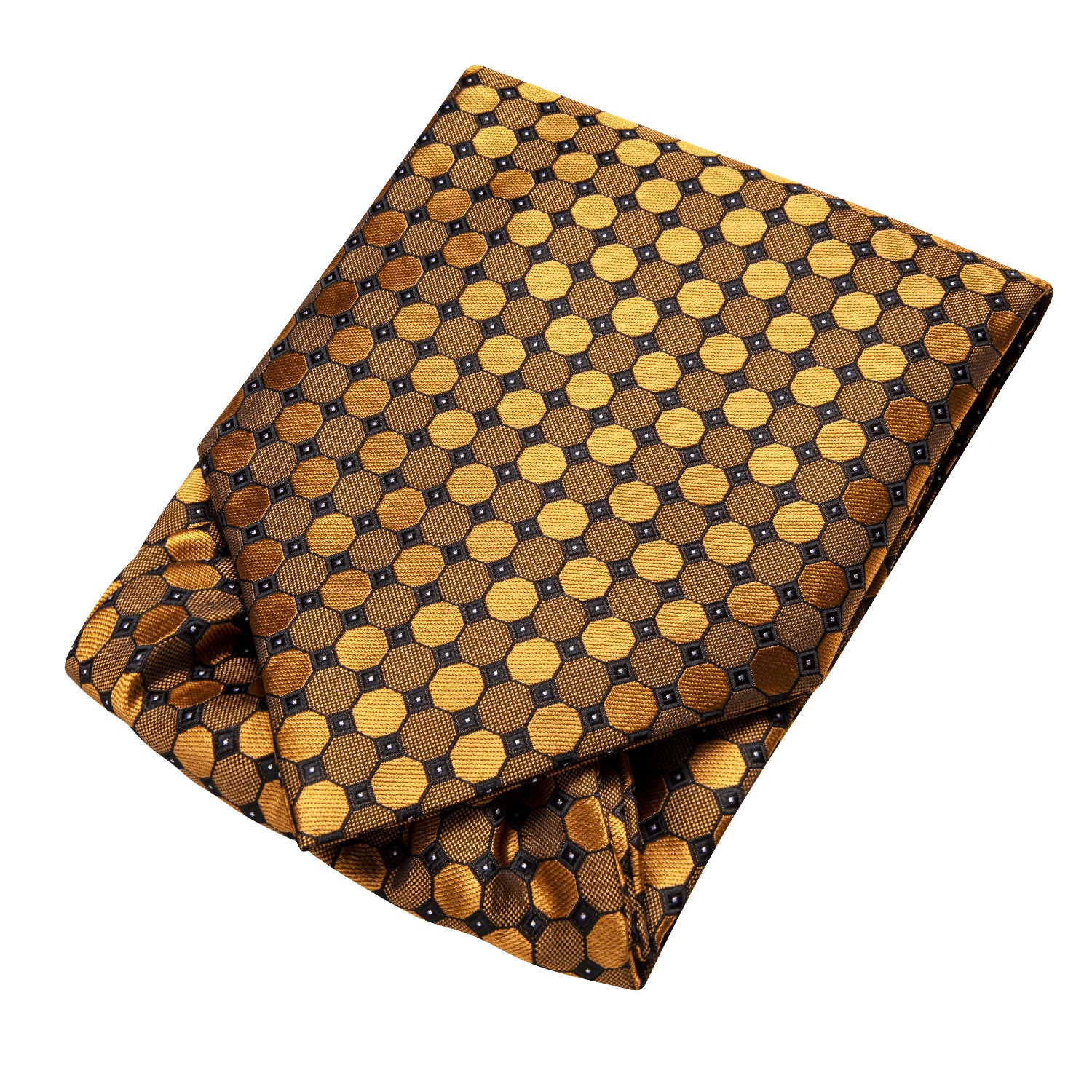 Golden Polka Dot Ascot Pocket Square Cufflinks Set