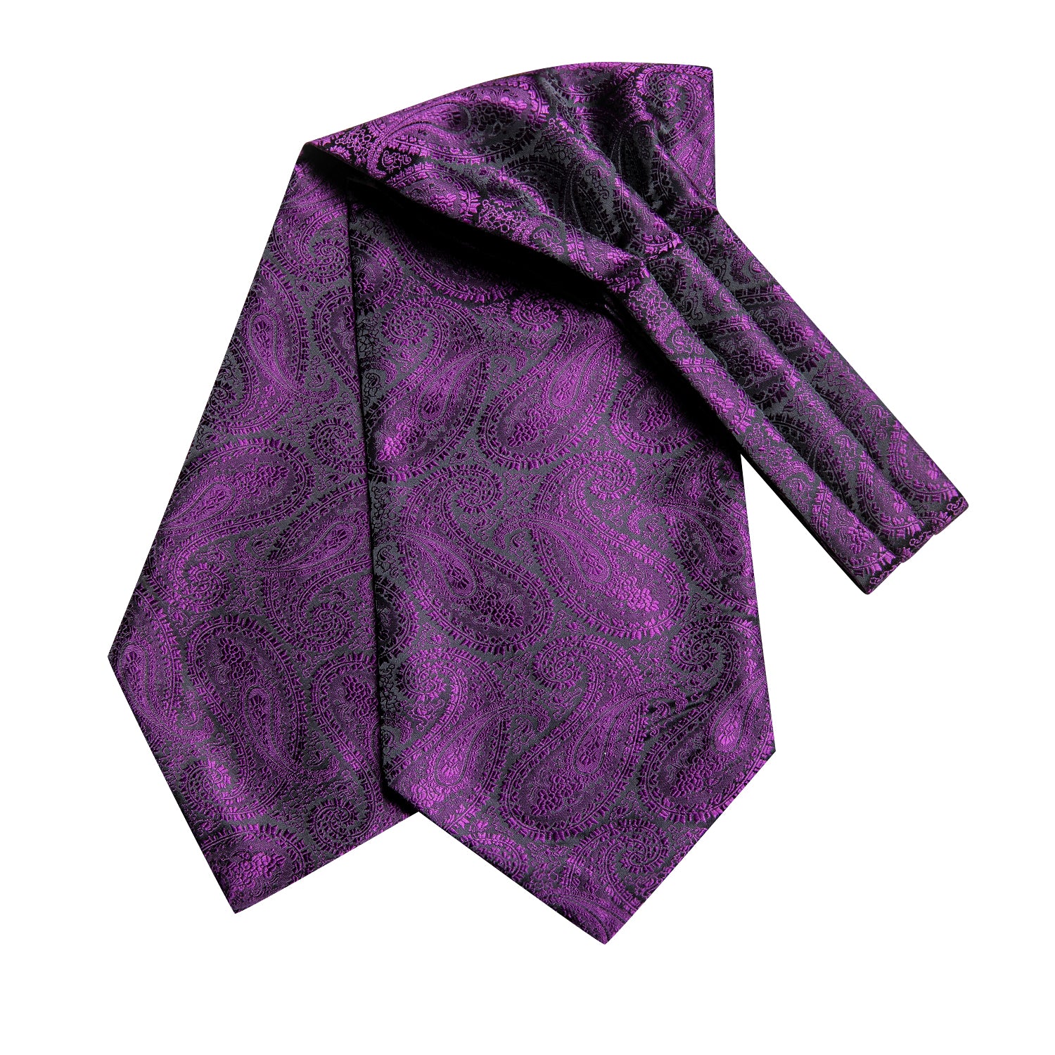 Deep Purple Paisley Ascot Pocket Square Cufflinks Set