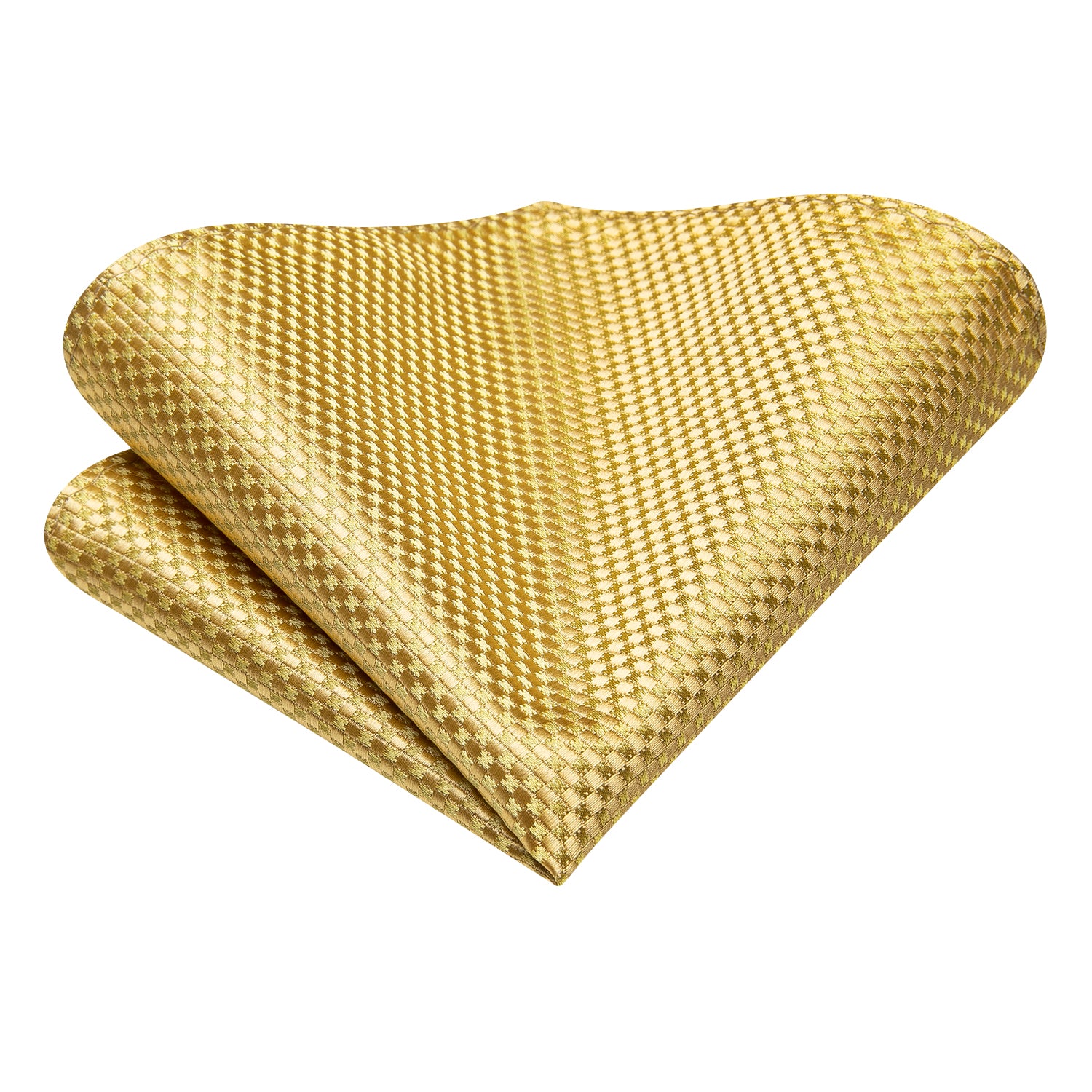 Yellow Solid Ascot Pocket Square Cufflinks Set