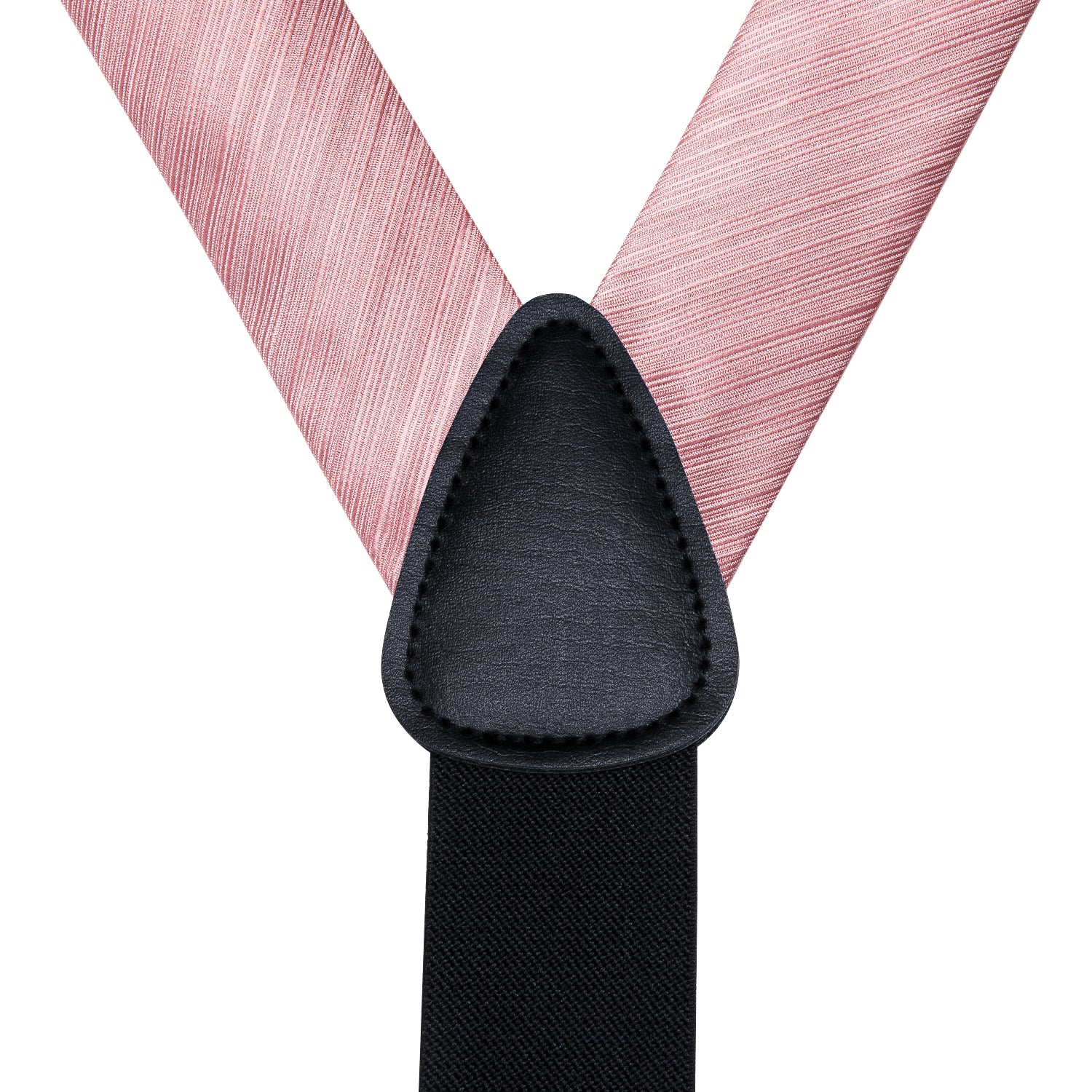 Pink Solid Suspender Bowtie Pocket Square Cufflinks Set