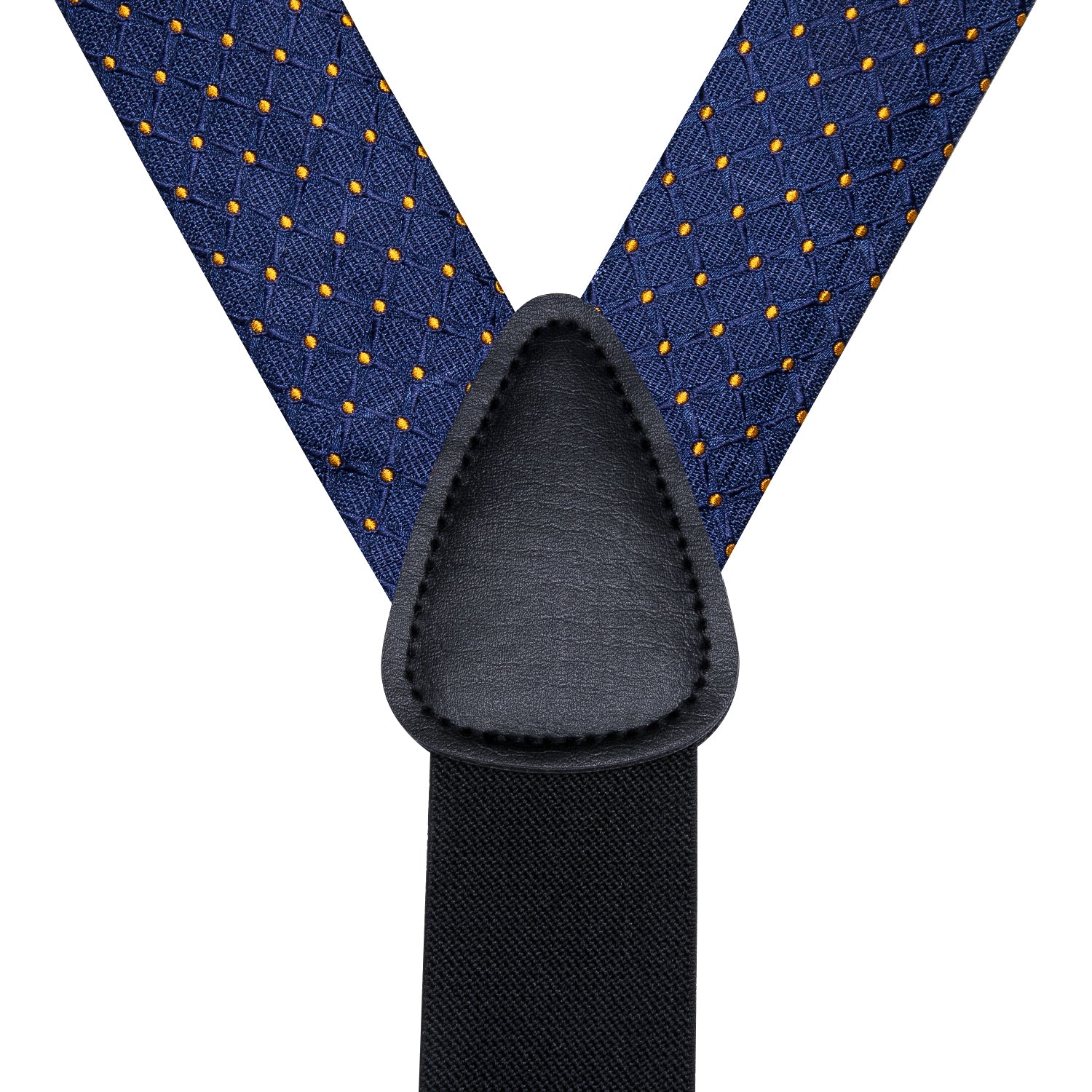 Black Yellow Dot Men's Suspender Bowtie Pocket Square Cufflinks Set
