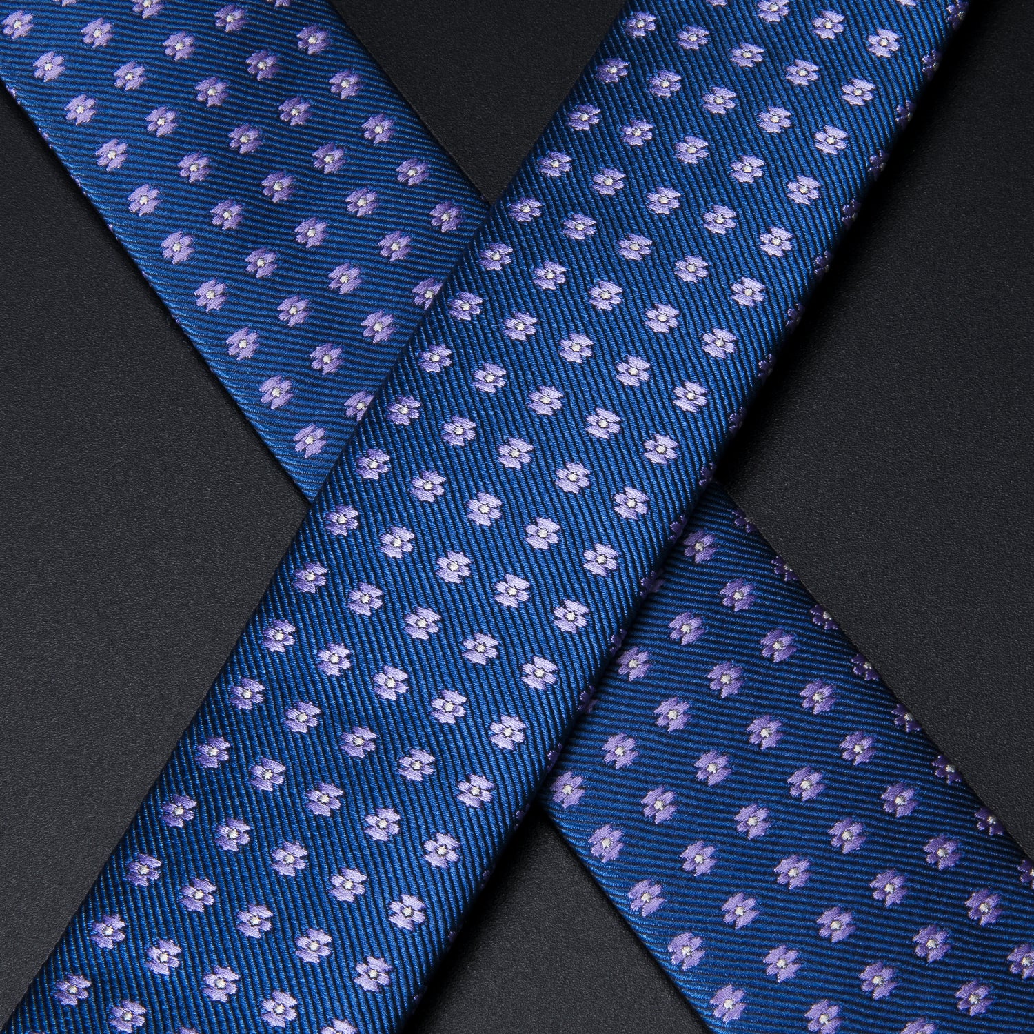 Solid Blue Dots Suspender Bow Tie Handkerchief Cufflinks Set