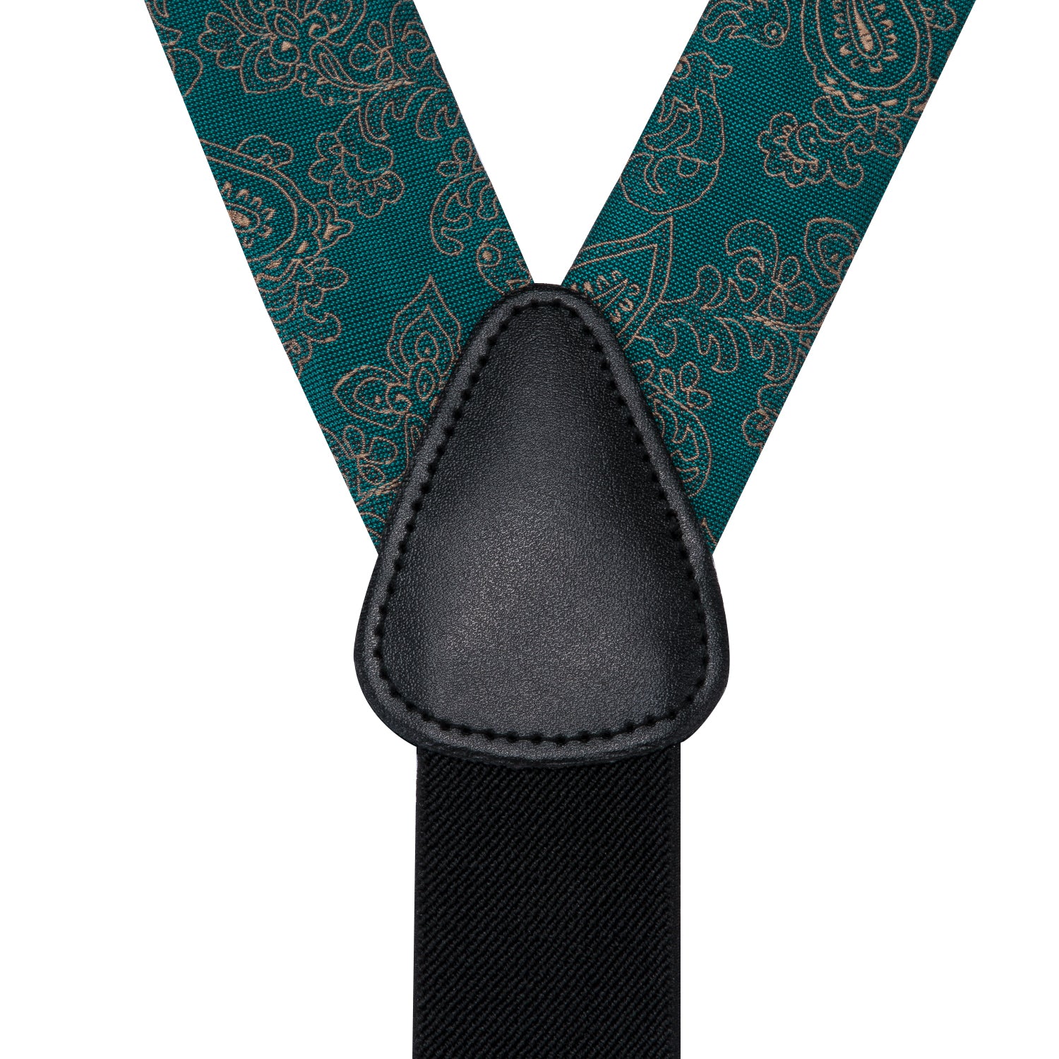Green Paisley Suspender Bowtie Pocket Square Cufflinks Set