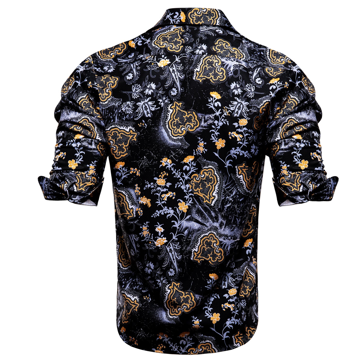 Clearance Sale New Black Golden Flame Print Novelty Men's Shirt