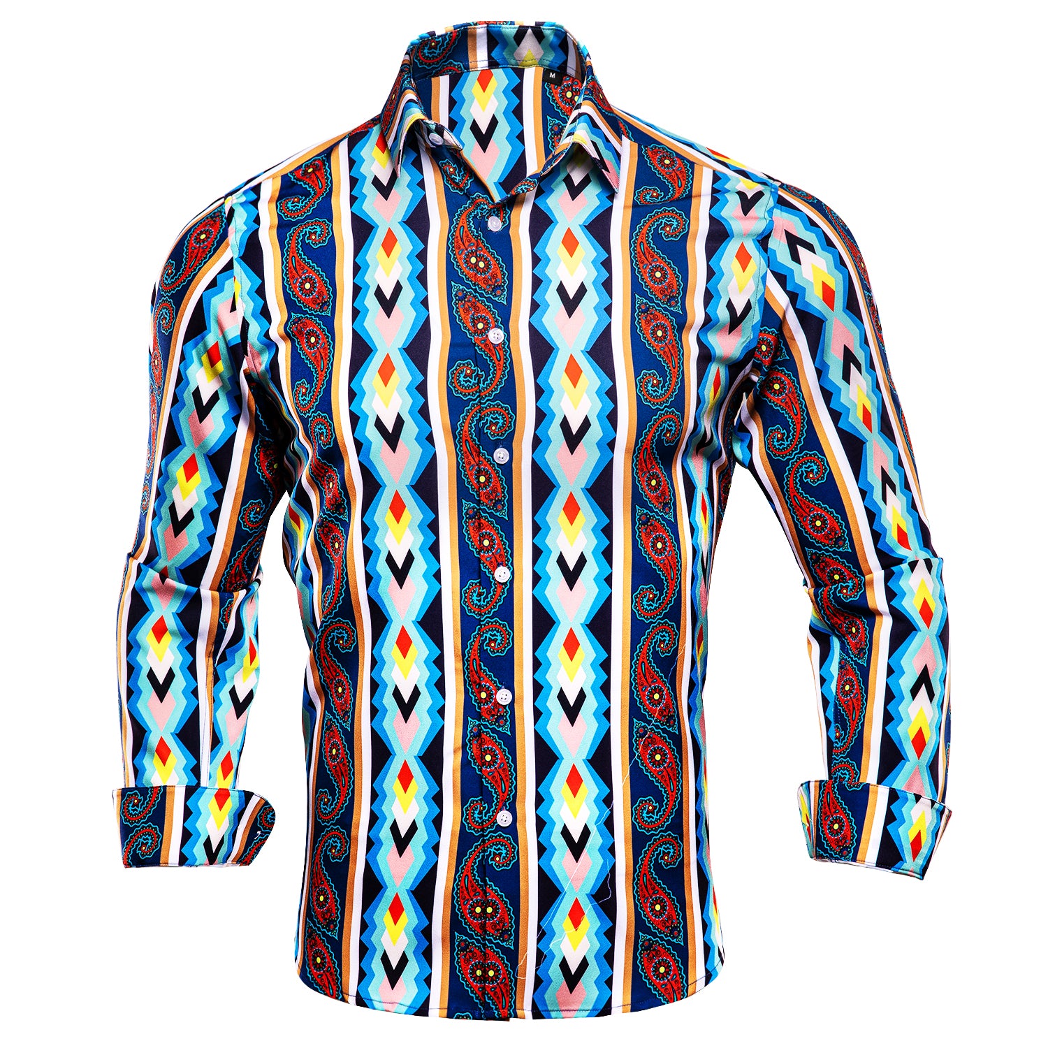 New Colorful Striped Print Novelty Men's Shirt