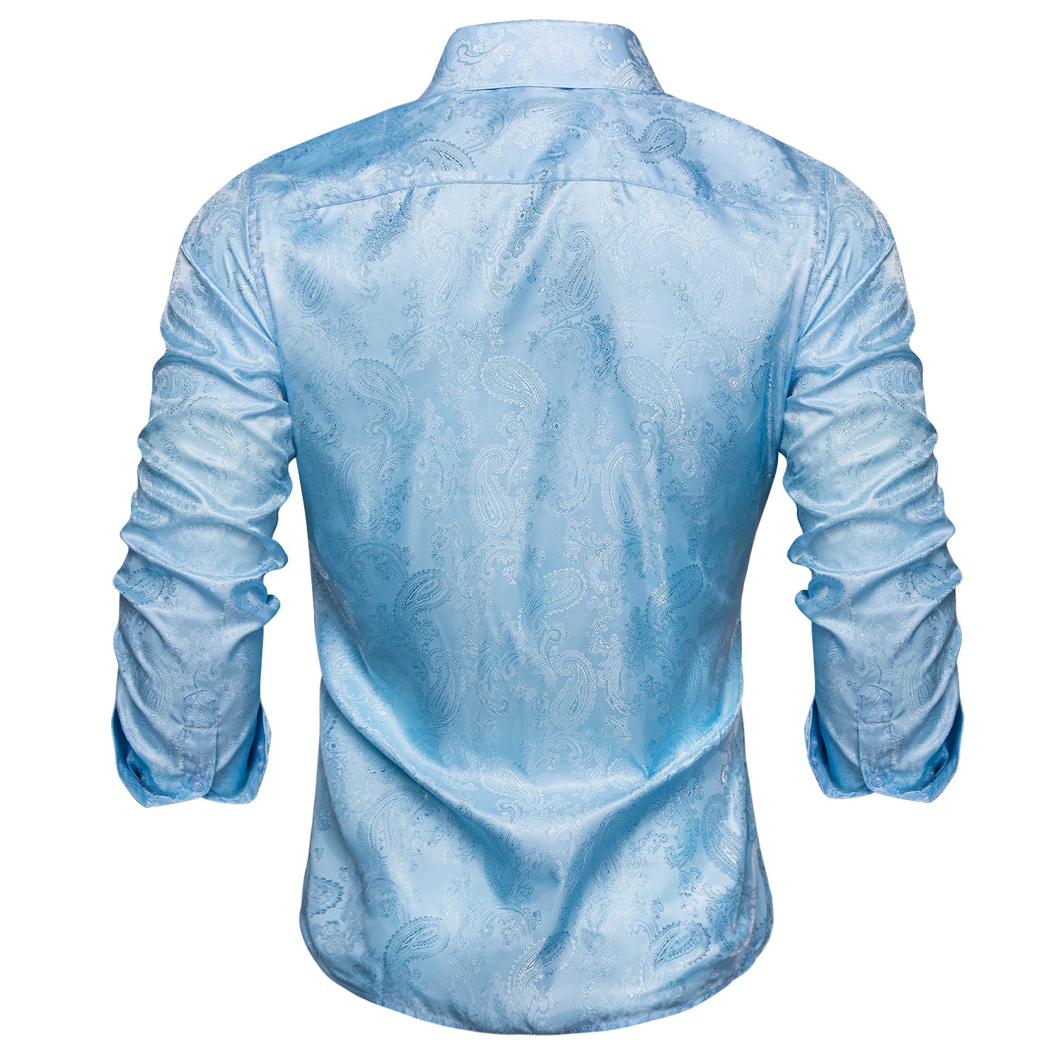 New Arrival Sky-blue Paisley Silk Men's Shirt