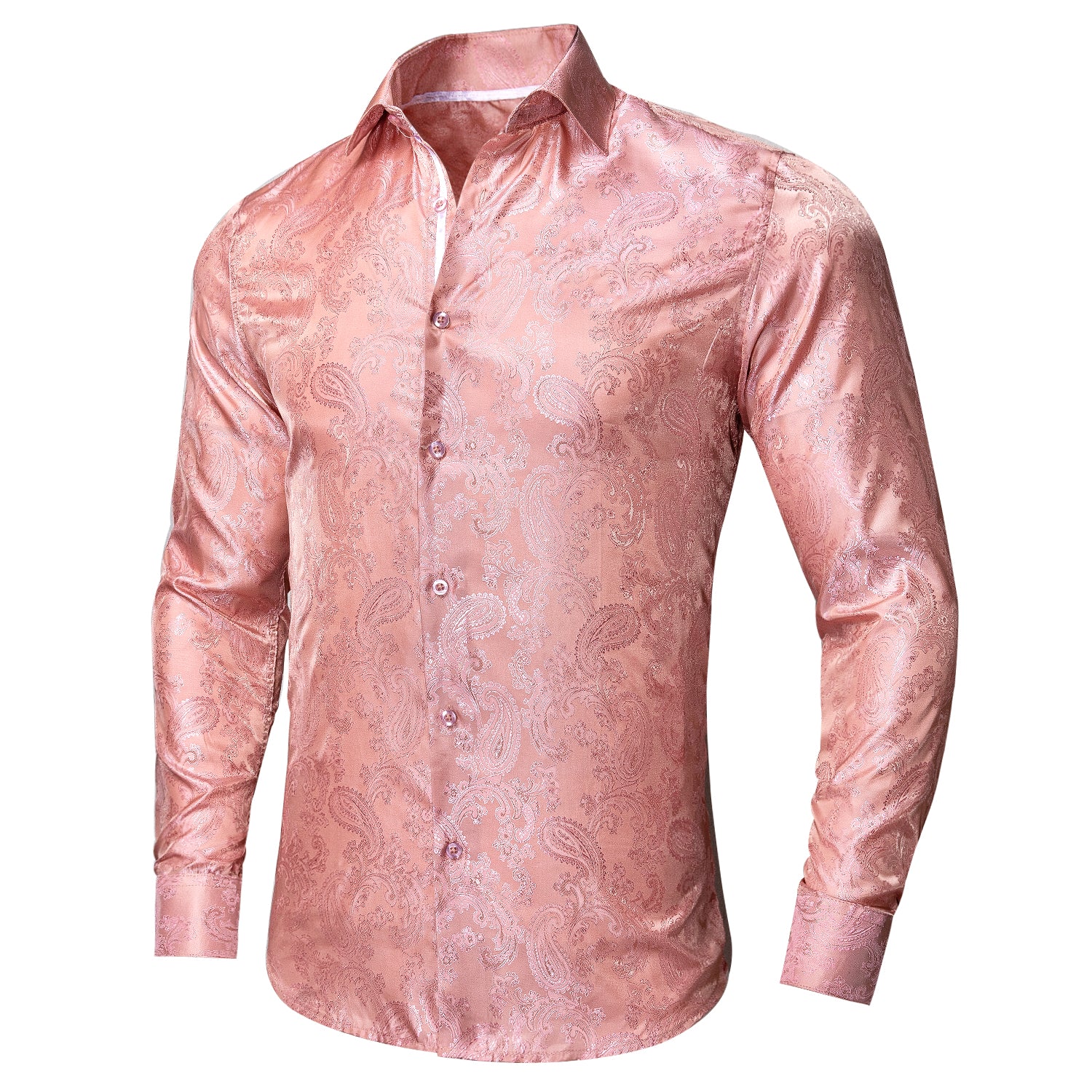 New Arrival Orange-pink Paisley Silk Men's Shirt