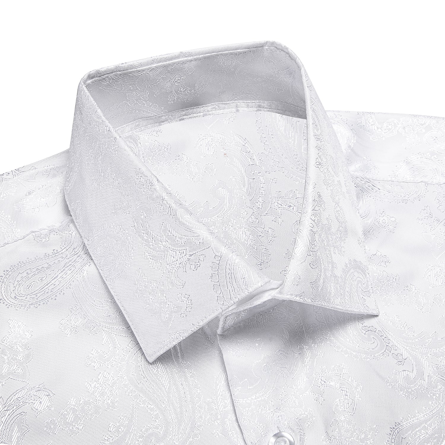 New Arrival Pure White Paisley Silk Men's Shirt