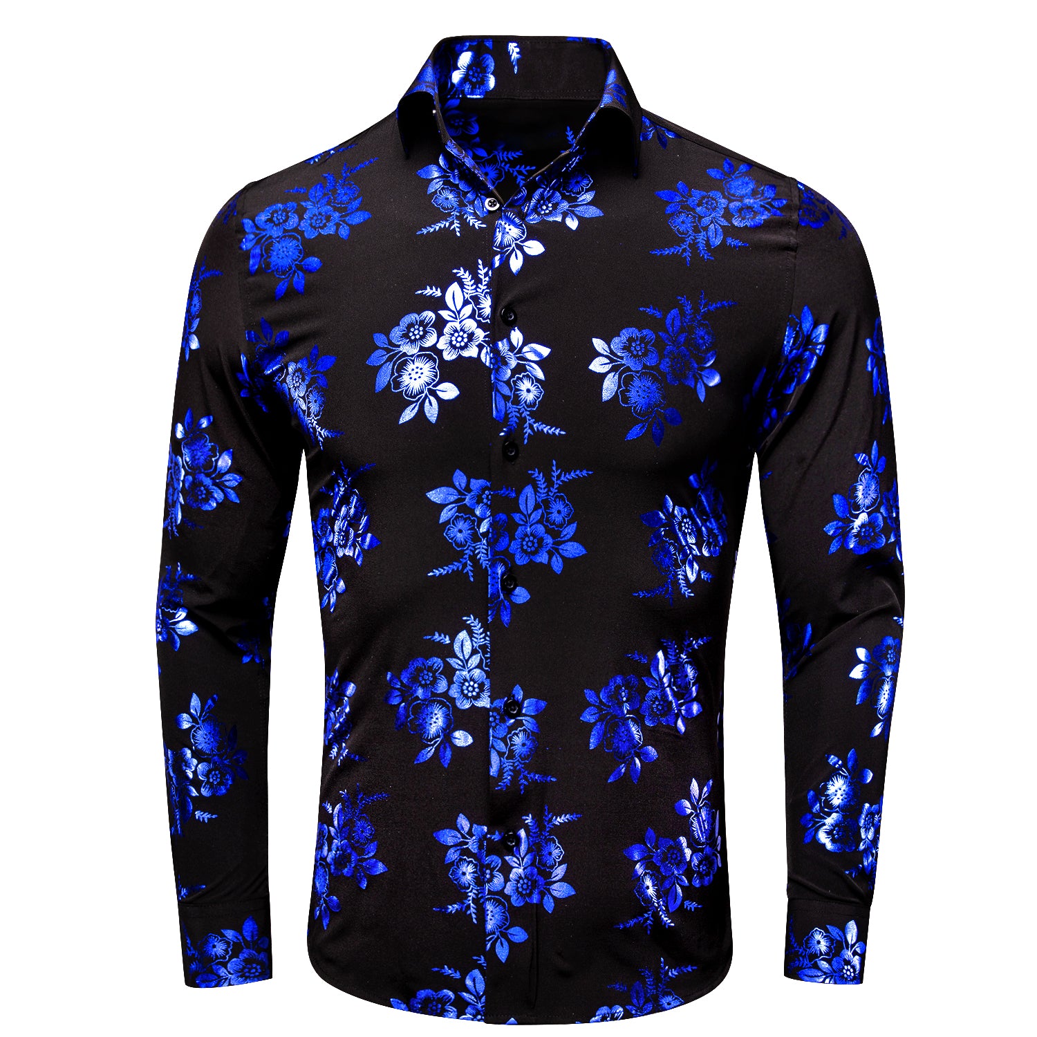 Black Blue Flower Men's Shirt