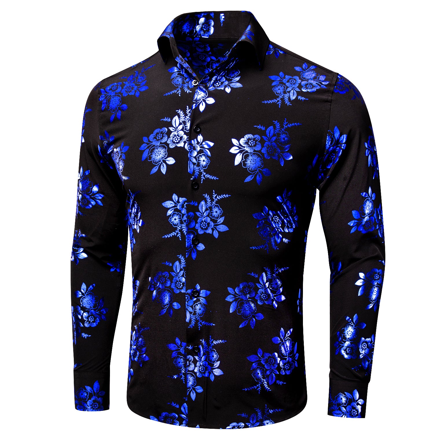 Black Blue Flower Men's Shirt
