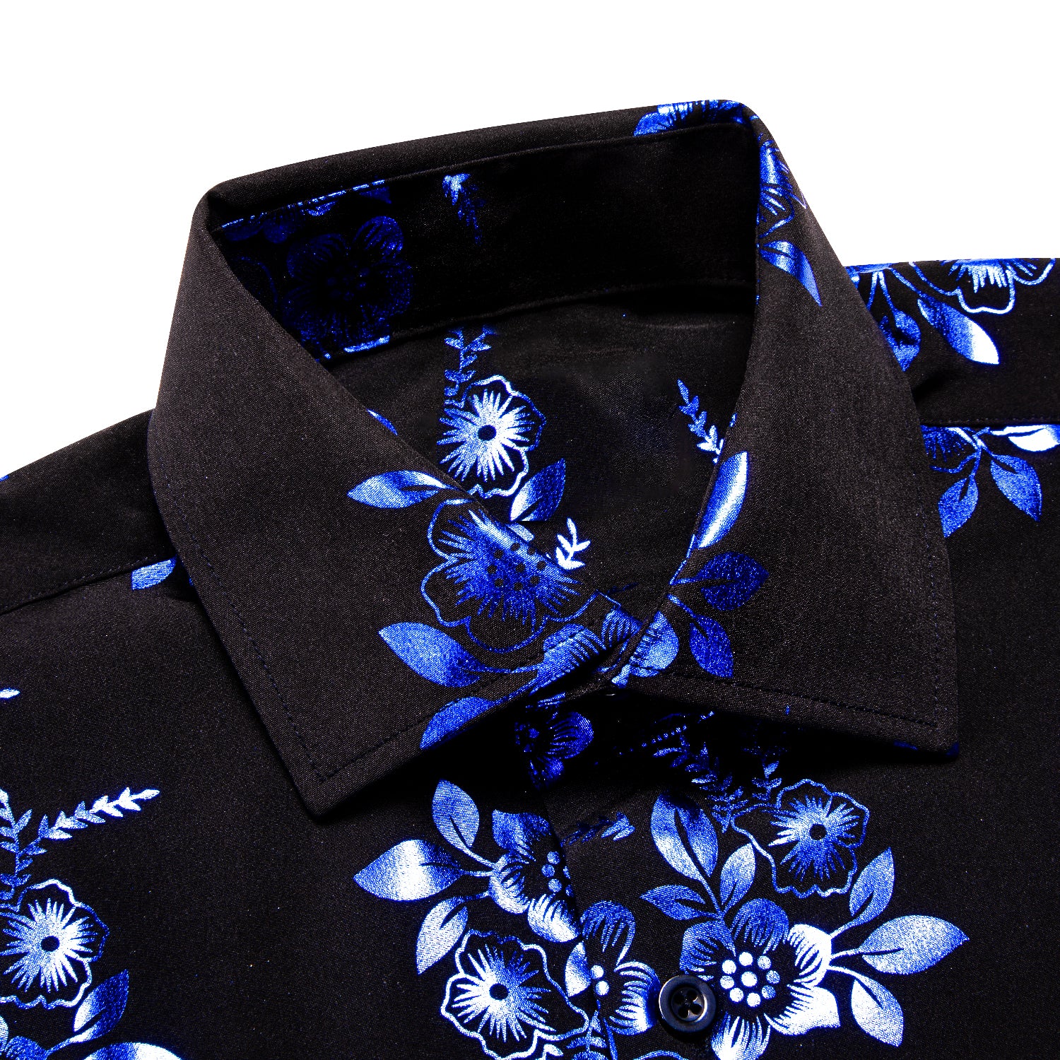 Clearance Sale New Black Blue Flower Men's Shirt