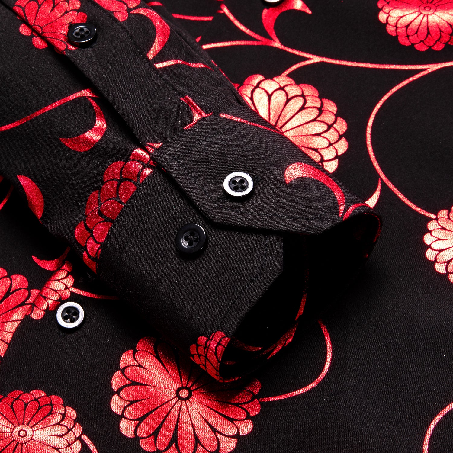 Clearance Sale New Black Red Flower Men's Shirt
