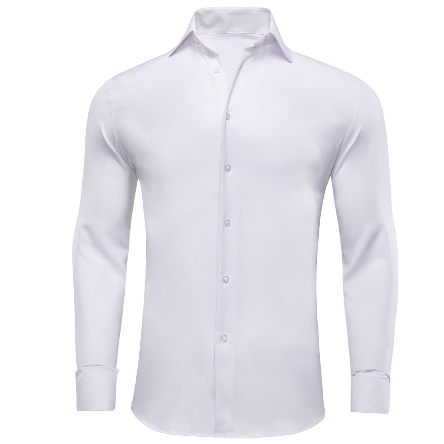 Pure White Stretch Men's Long Sleeve Shirt