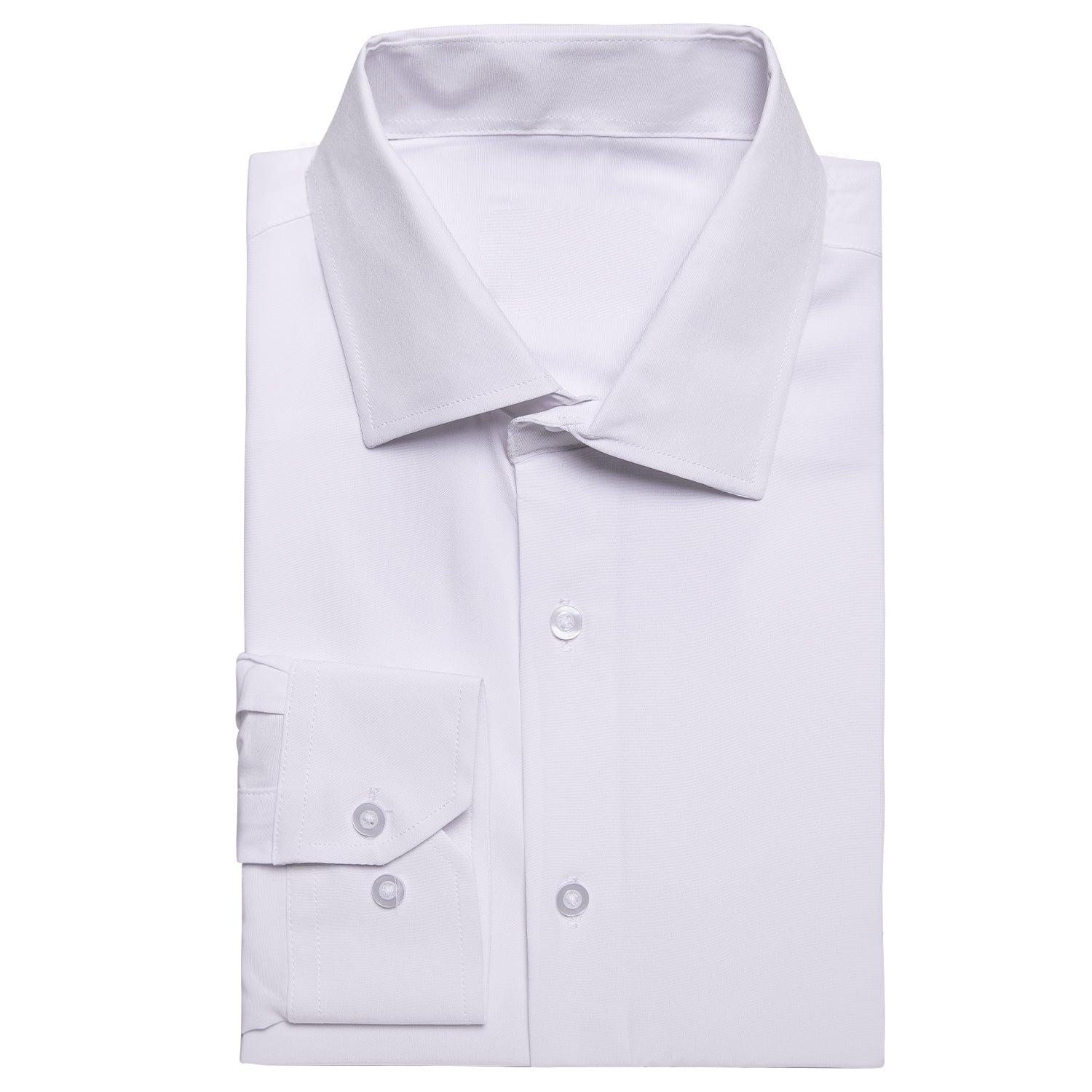 Pure White Stretch Men's Long Sleeve Shirt