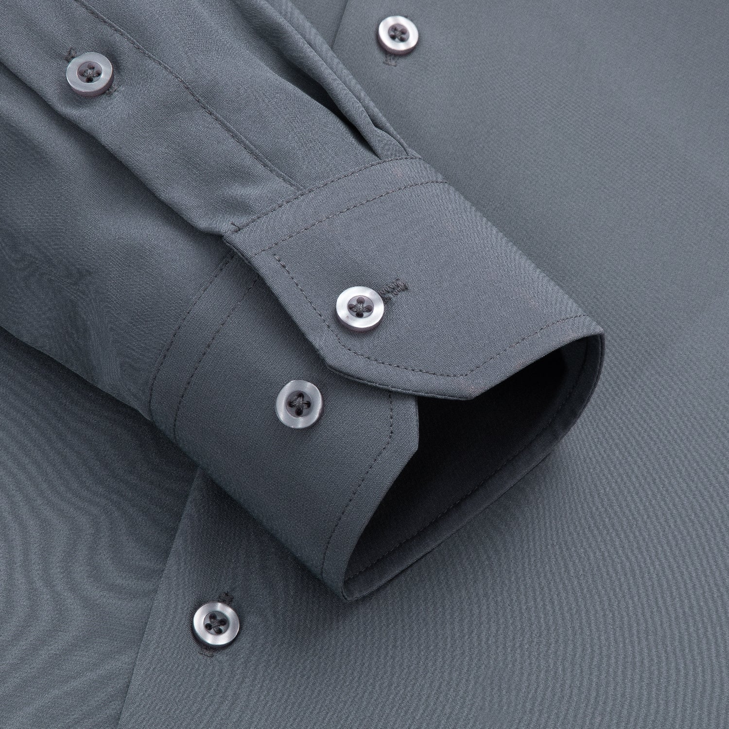 Pure Grey Stretch Men's Long Sleeve Shirt