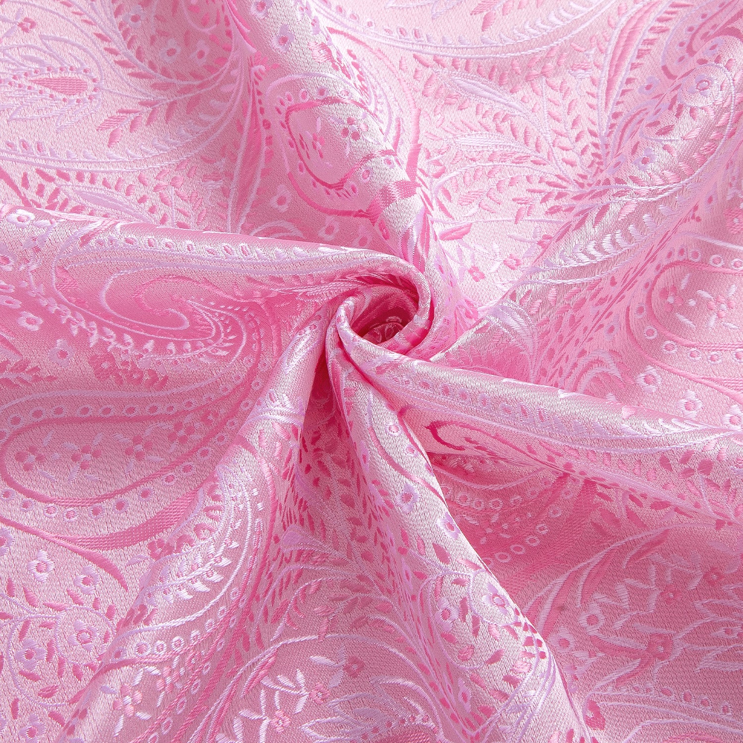 Baby Pink Paisley Silk Men's Long Sleeve Shirt
