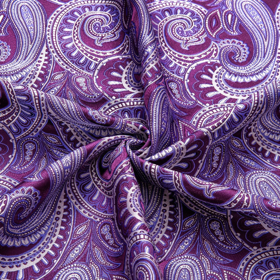 New Purple Paisley Silk Men's Long Sleeve Shirt